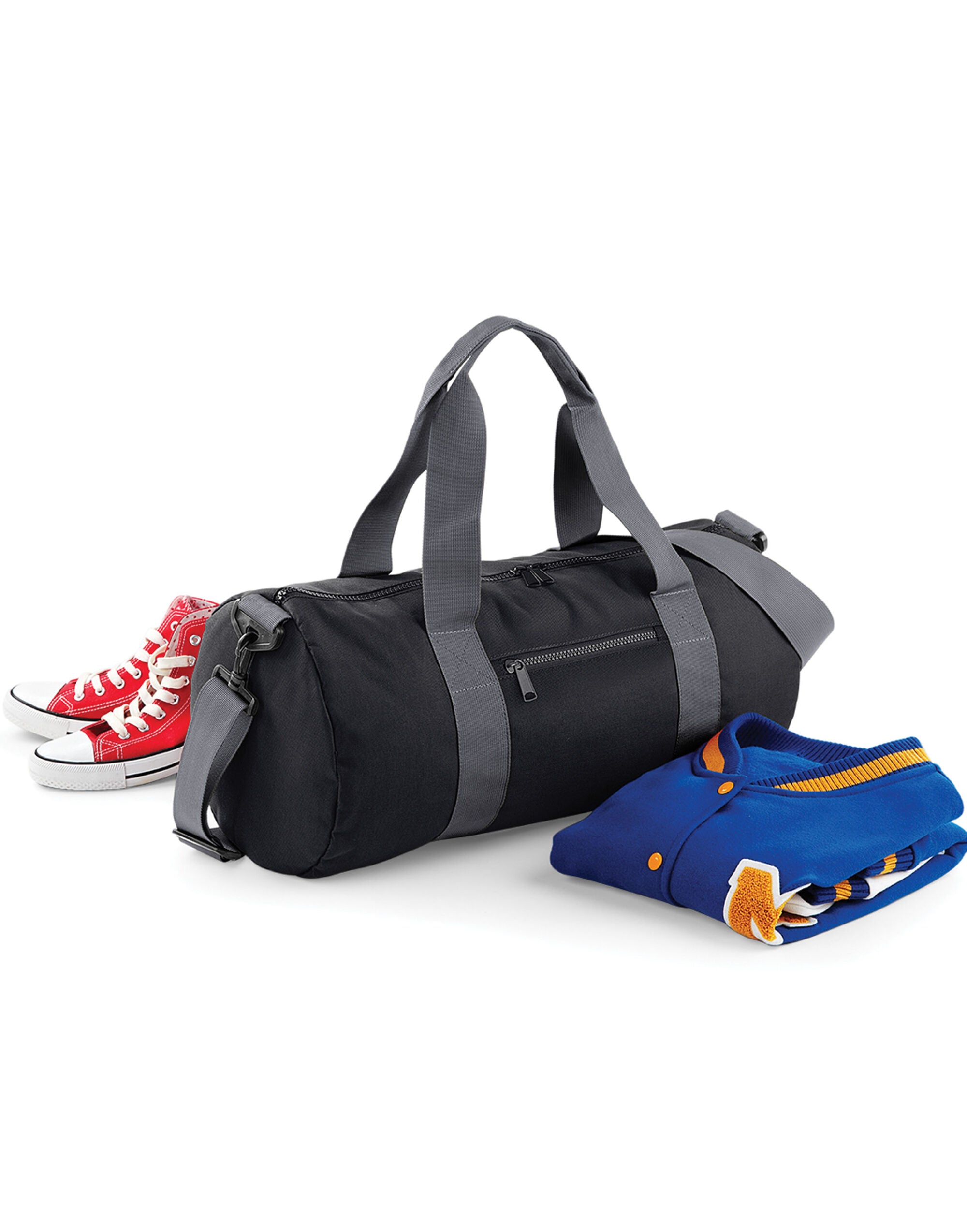 Bagbase Original Barrel Bag BG140 - Black Grey O S - Customisable Bags