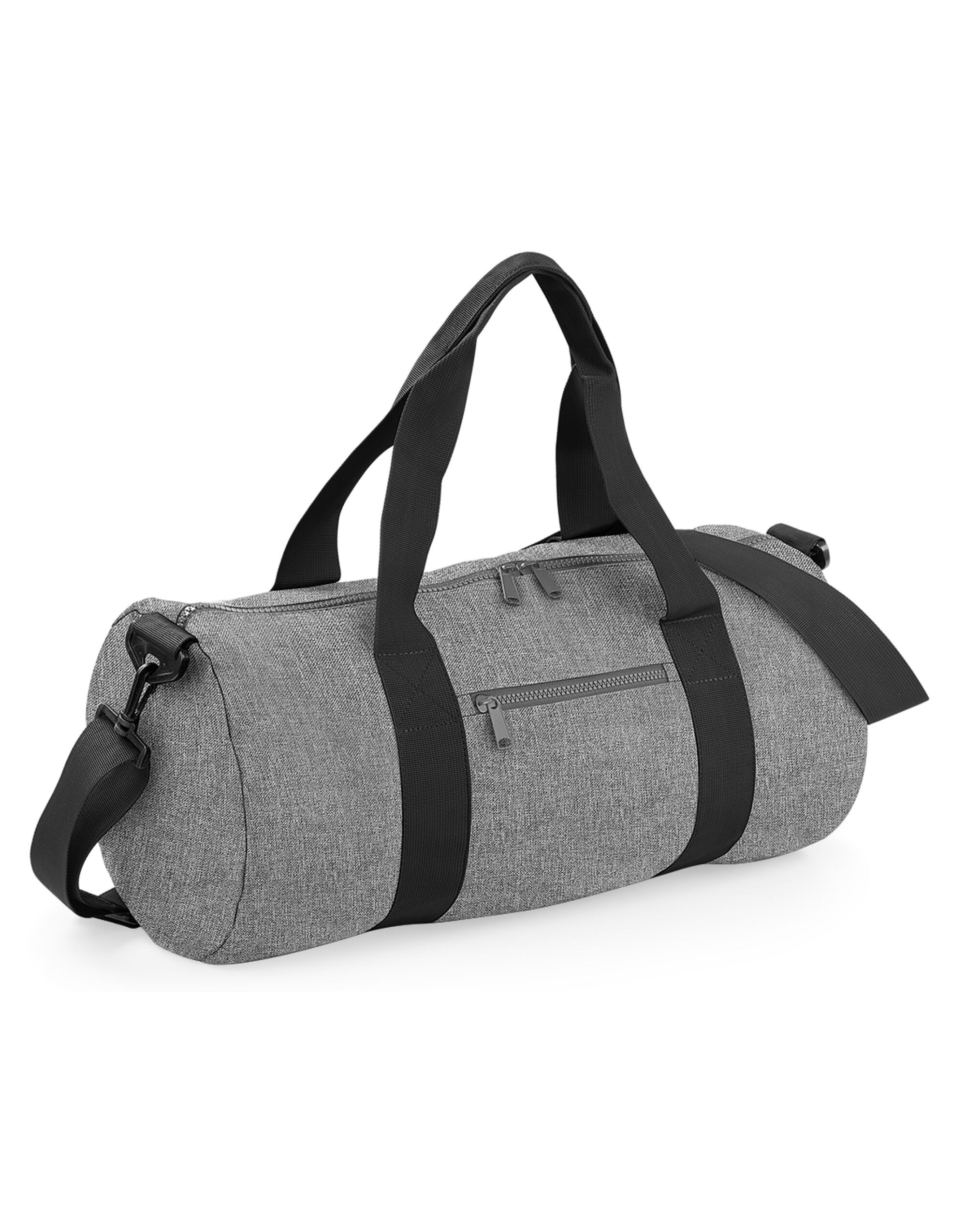Bagbase Original Barrel Bag BG140 - Grey Marl Black O S - Customisable Bags