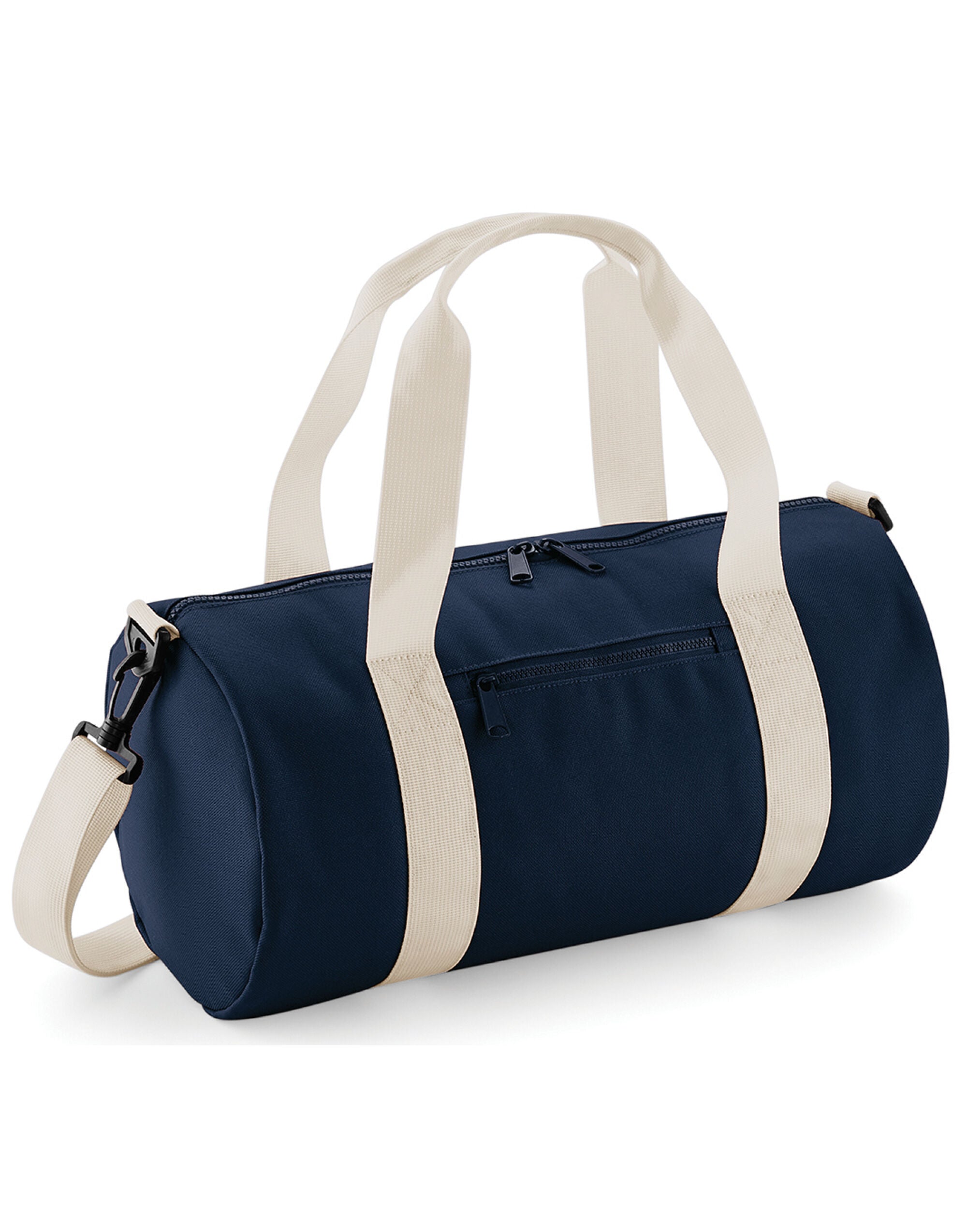 Bagbase Mini Barrel Bag BG140S - French Navy Off White O S - Customisable Bags