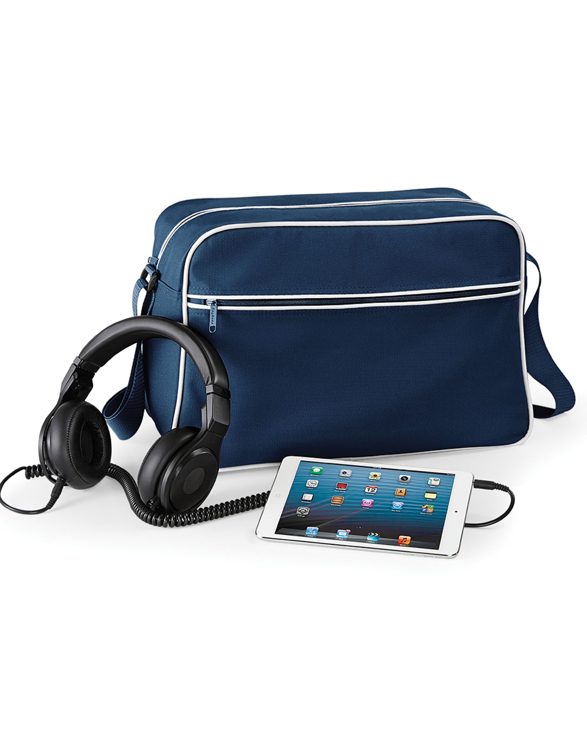 Bagbase Retro Shoulder Bag BG14 - French Navy White O S - Customisable Bags