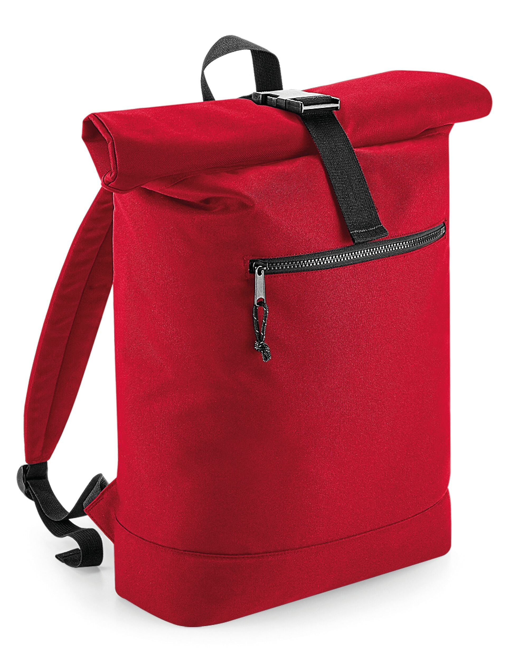Bagbase Recycled Roll-Top Backpack BG286 - Classic Red O S - Customisable Bags