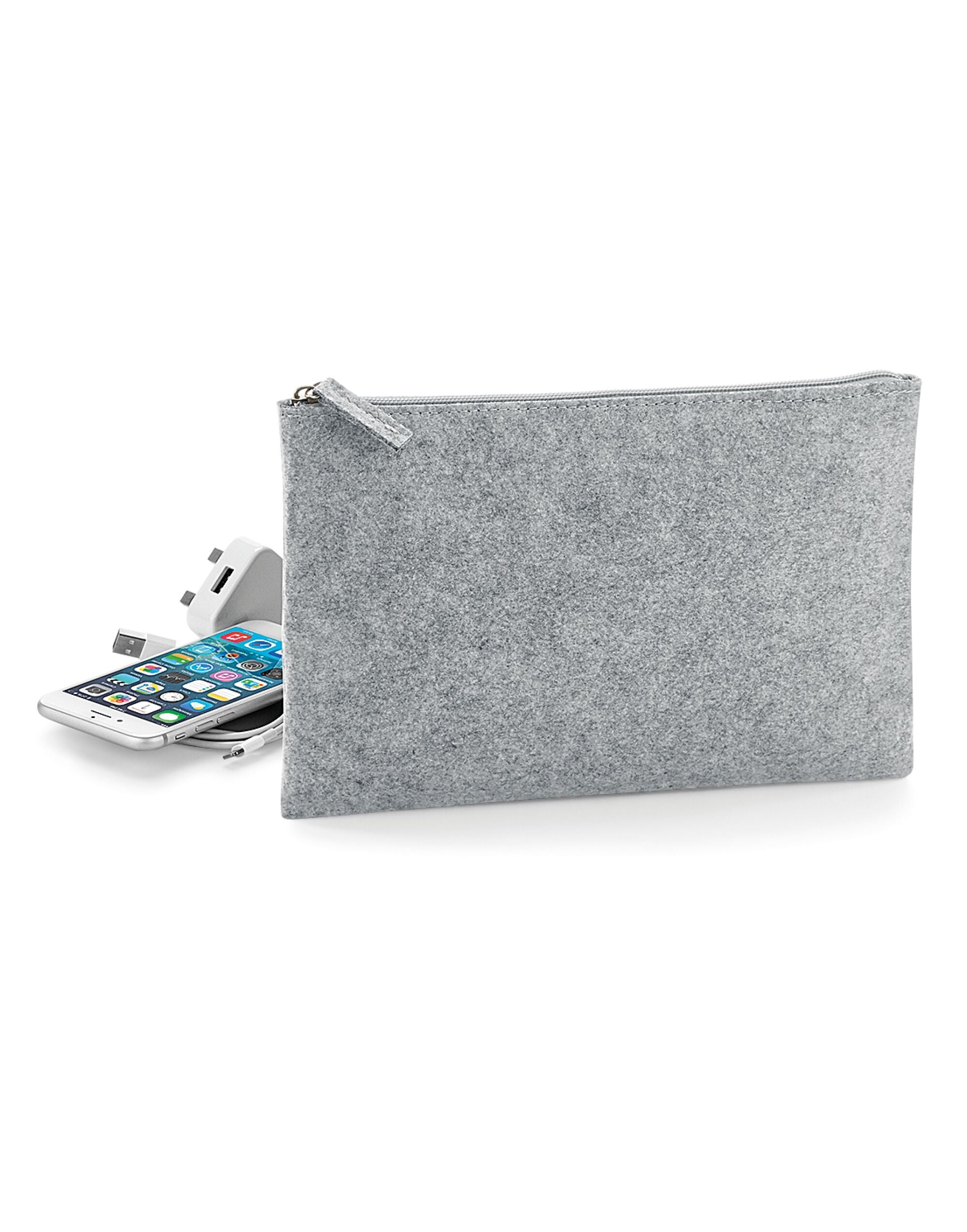 Bagbase Felt Accessory Pouch bg725 - Grey Melange O S - Customisable Bags