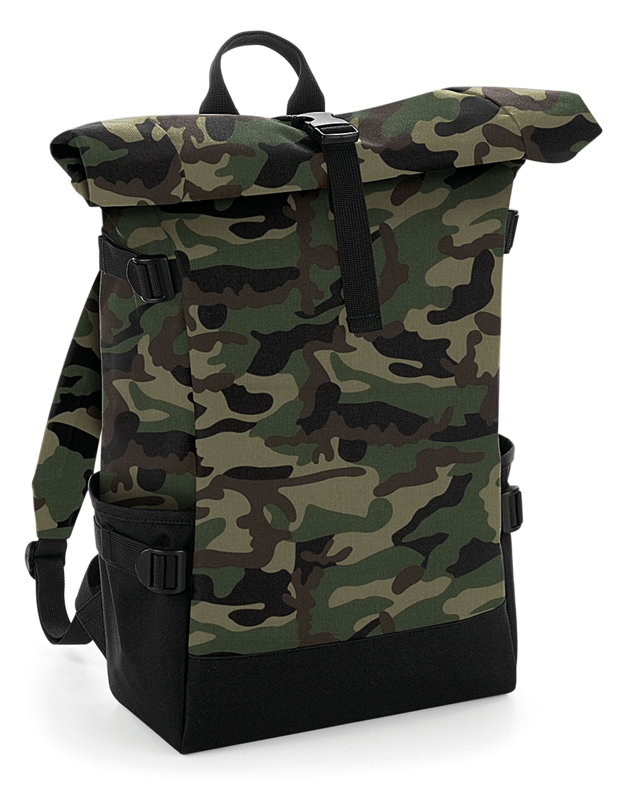Bagbase Block Roll Top Backpack bg858 - Jungle Camo Black O S - Customisable Bags