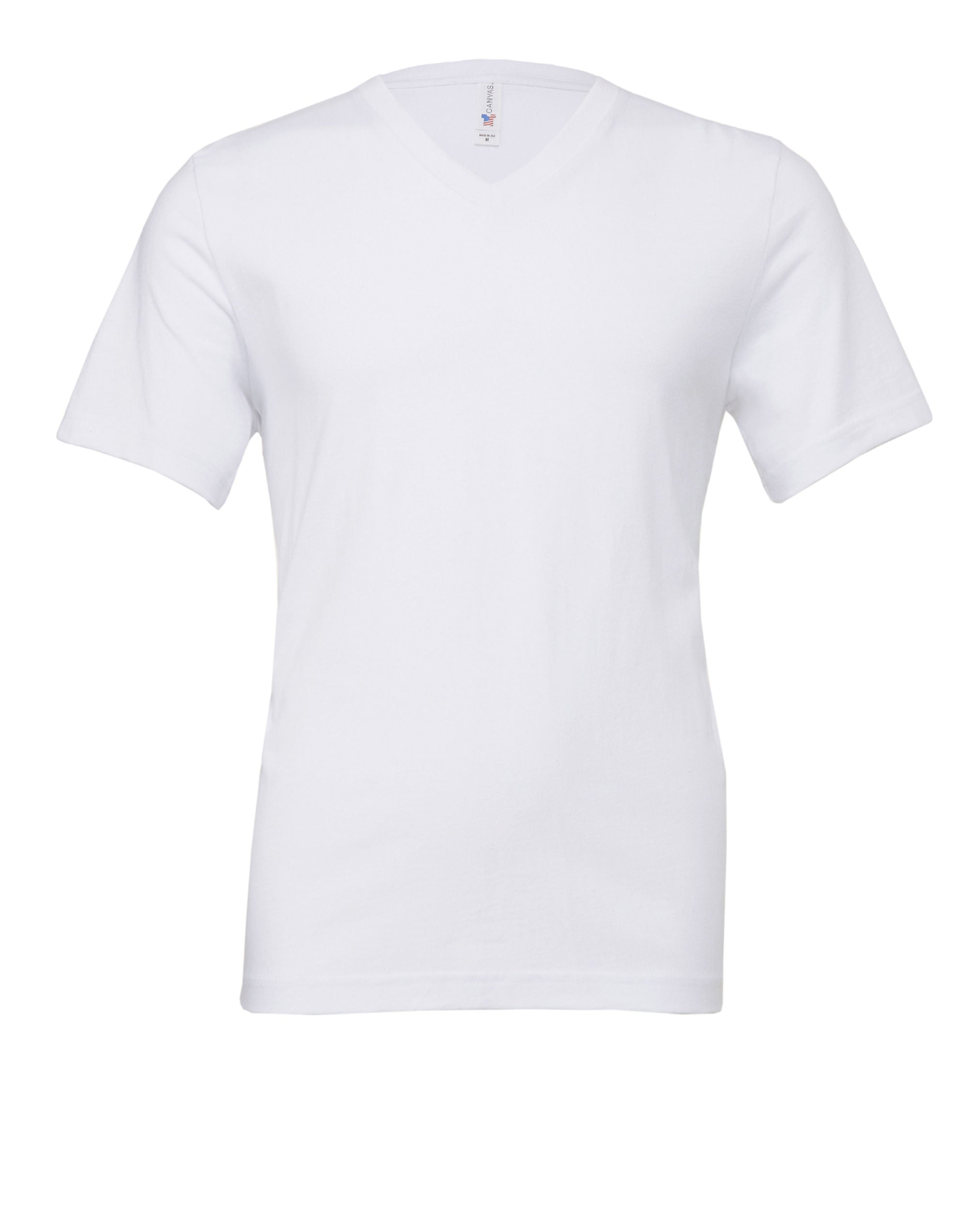 Bella Canvas Unisex Jersey SS VNeck Tee CA3005 - White - Customisable T-Shirts
