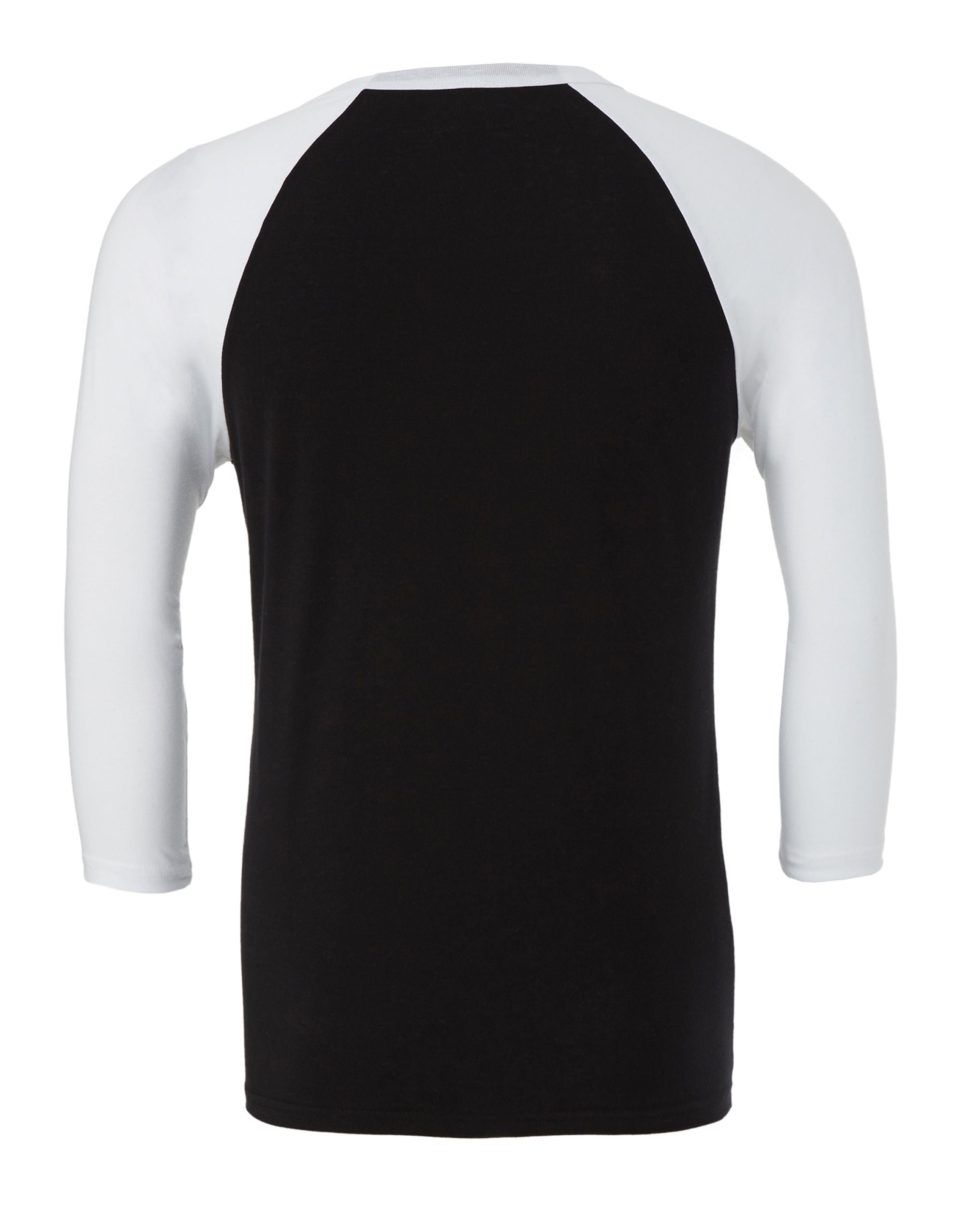 Bella Canvas Unisex 3/4 Sleeve Baseball Tee CA3200 - Black White - Customisable
