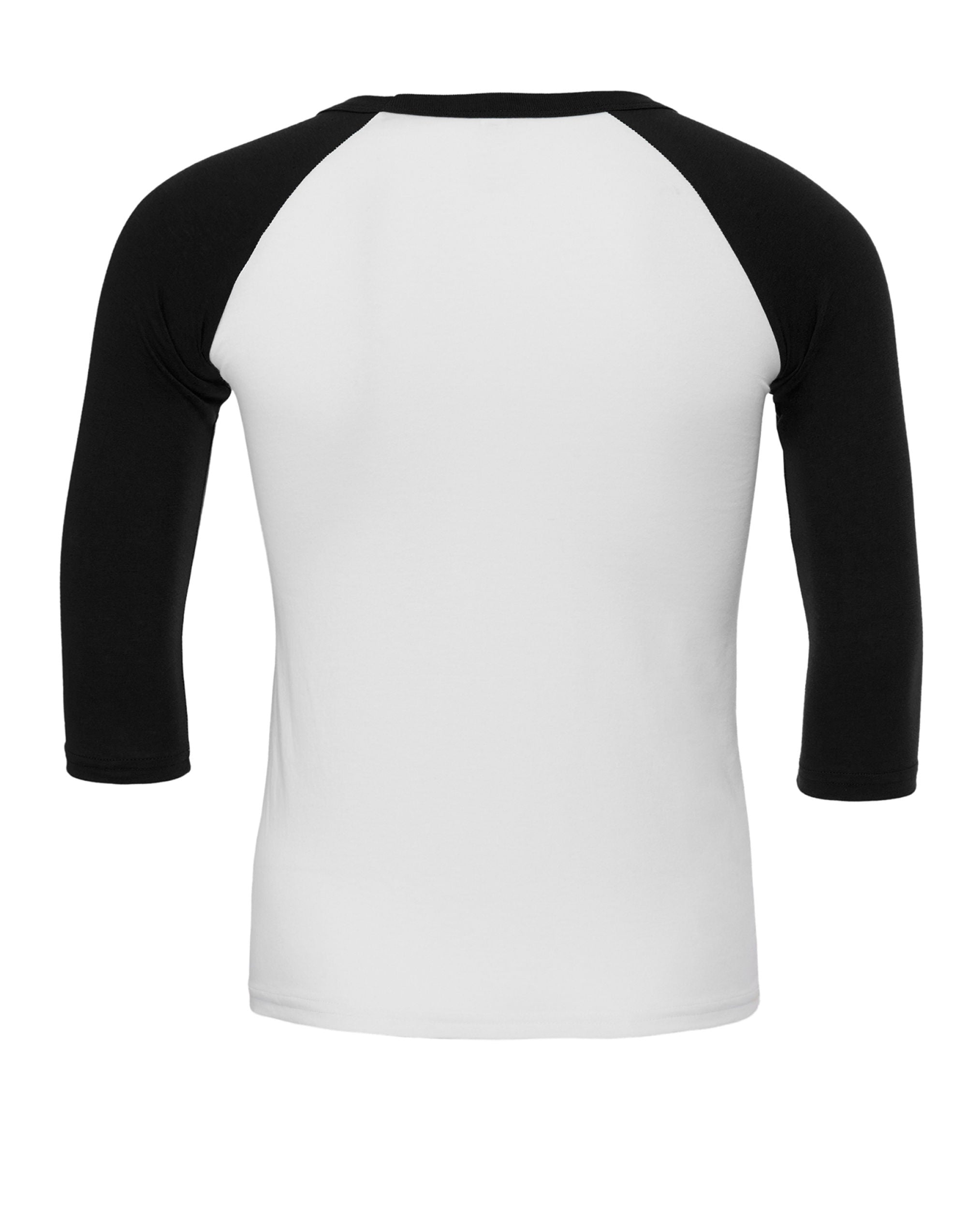 Bella Canvas Unisex 3/4 Sleeve Baseball Tee CA3200 - White Black - Customisable