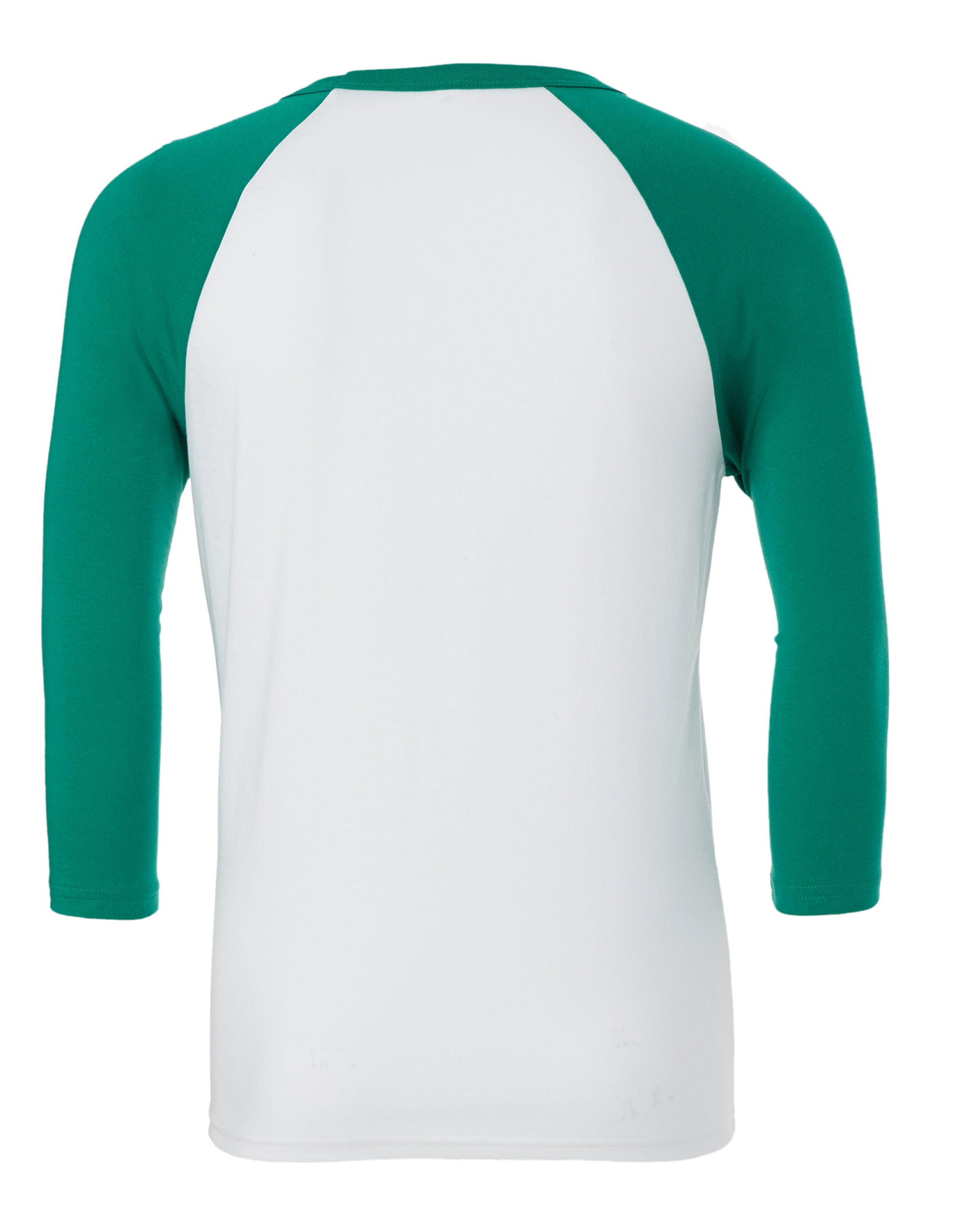 Bella Canvas Unisex 3/4 Sleeve Baseball Tee CA3200 - White Kelly Green - Customisable