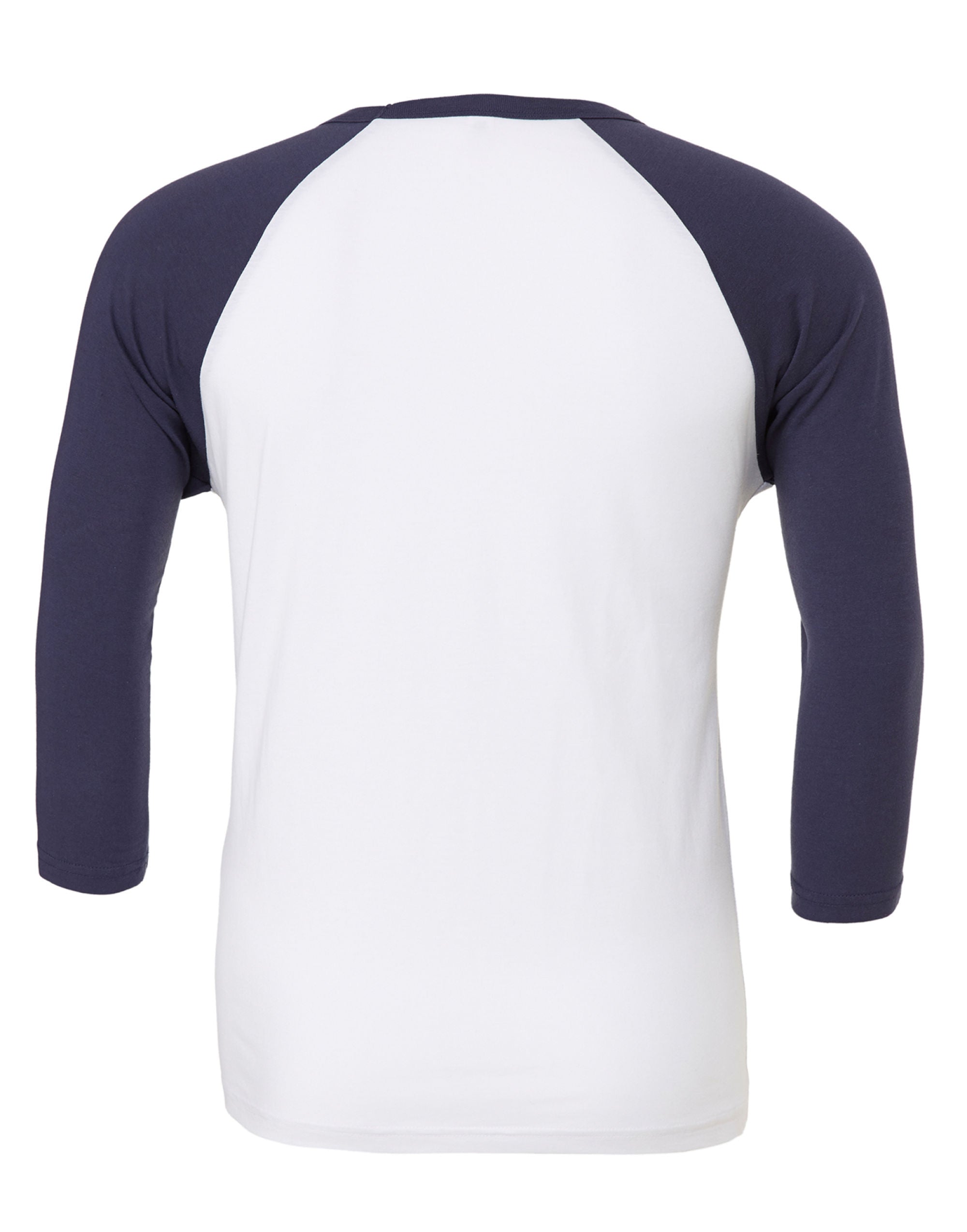 Bella Canvas Unisex 3/4 Sleeve Baseball Tee CA3200 - White Navy - Customisable