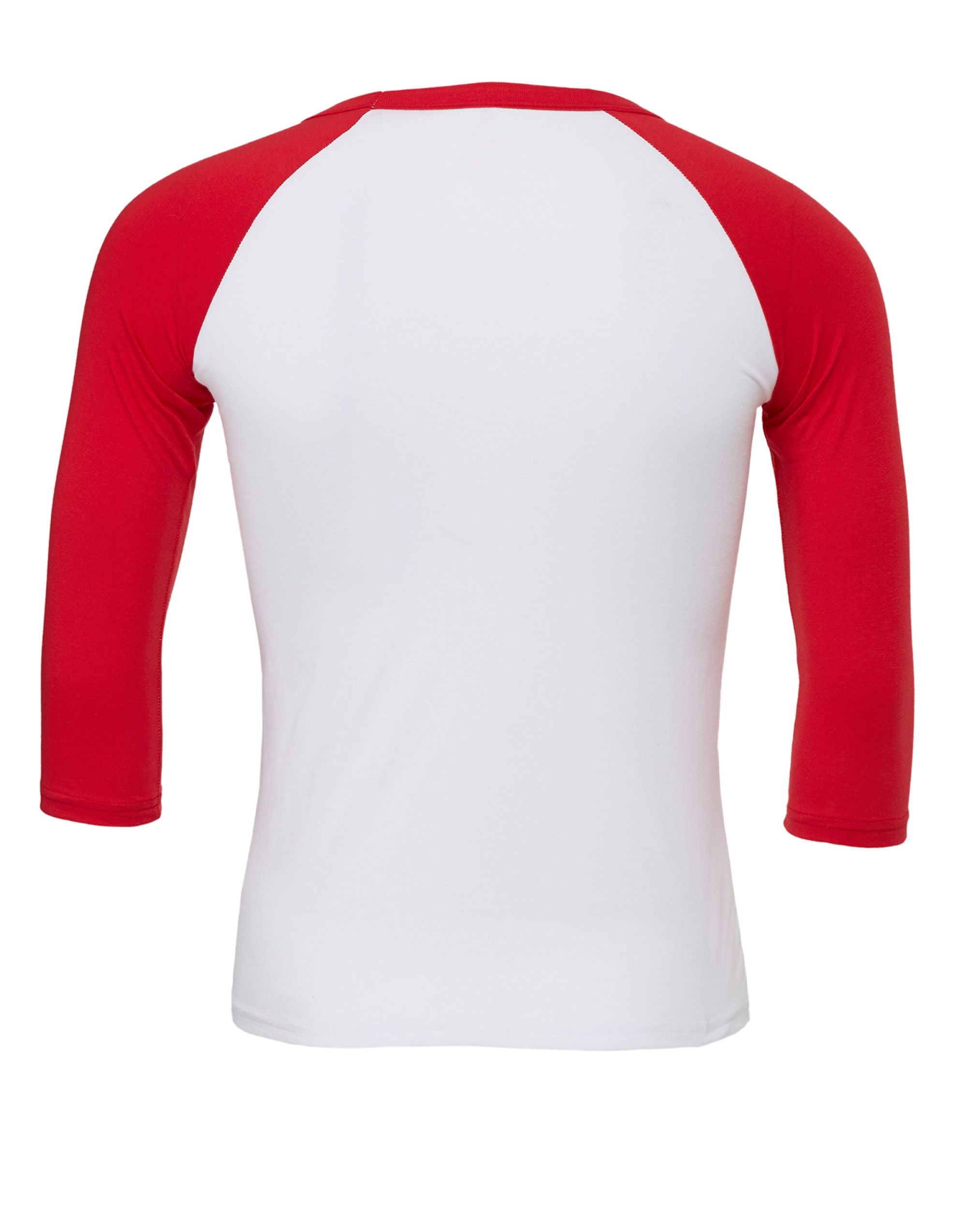 Bella Canvas Unisex 3/4 Sleeve Baseball Tee CA3200 - White Red - Customisable