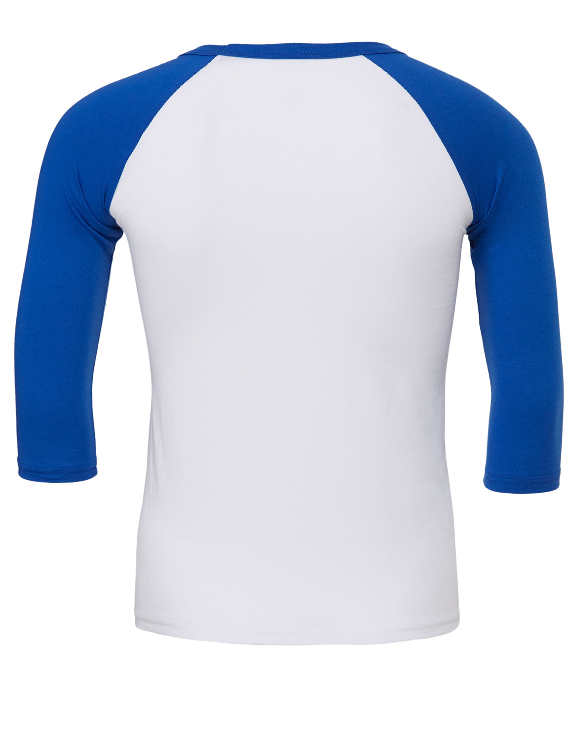 Bella Canvas Unisex 3/4 Sleeve Baseball Tee CA3200 - White True Royal - Customisable