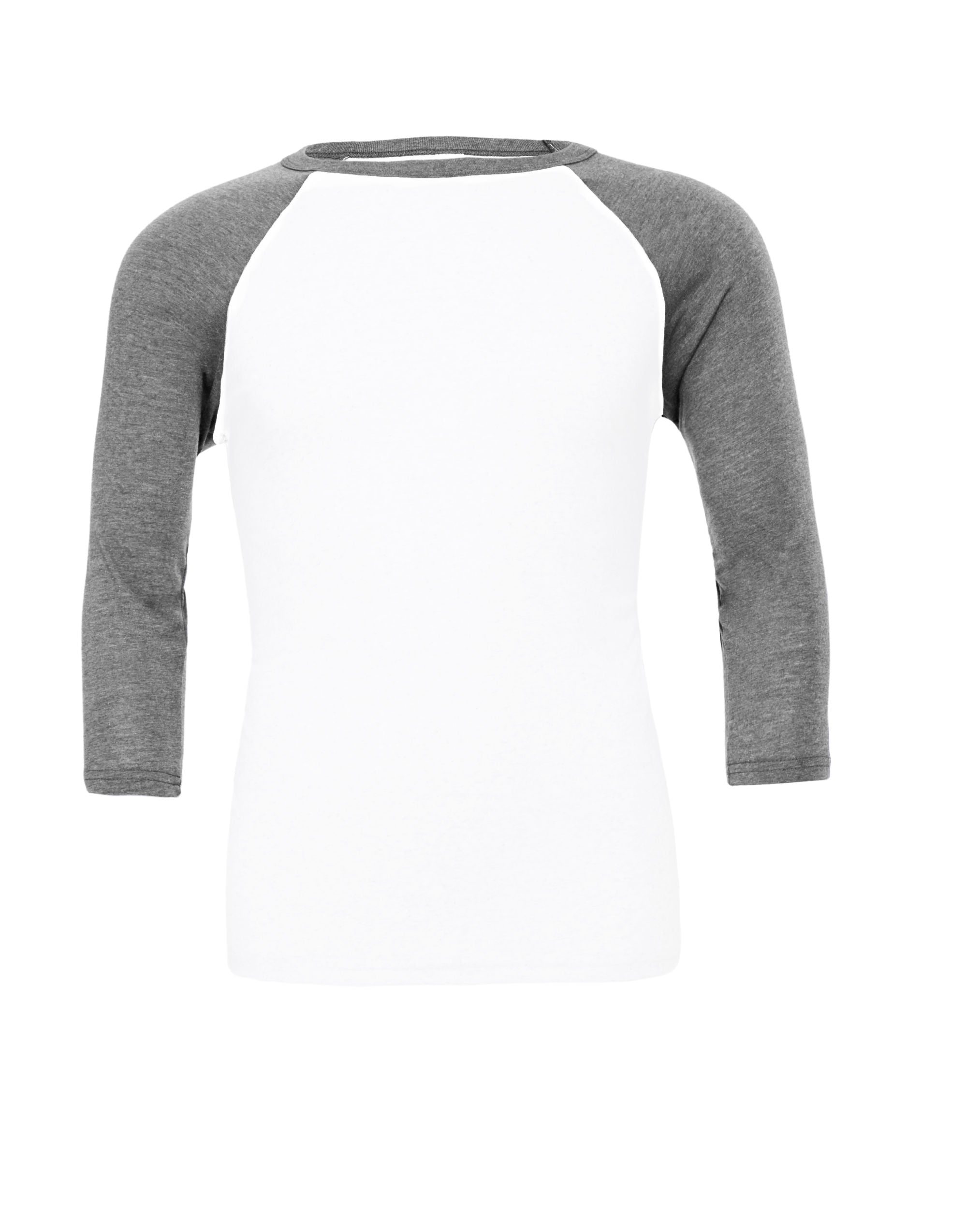 Bella Canvas Unisex 3/4 Sleeve Baseball Tee CA3200 - White Deep Heather - Customisable
