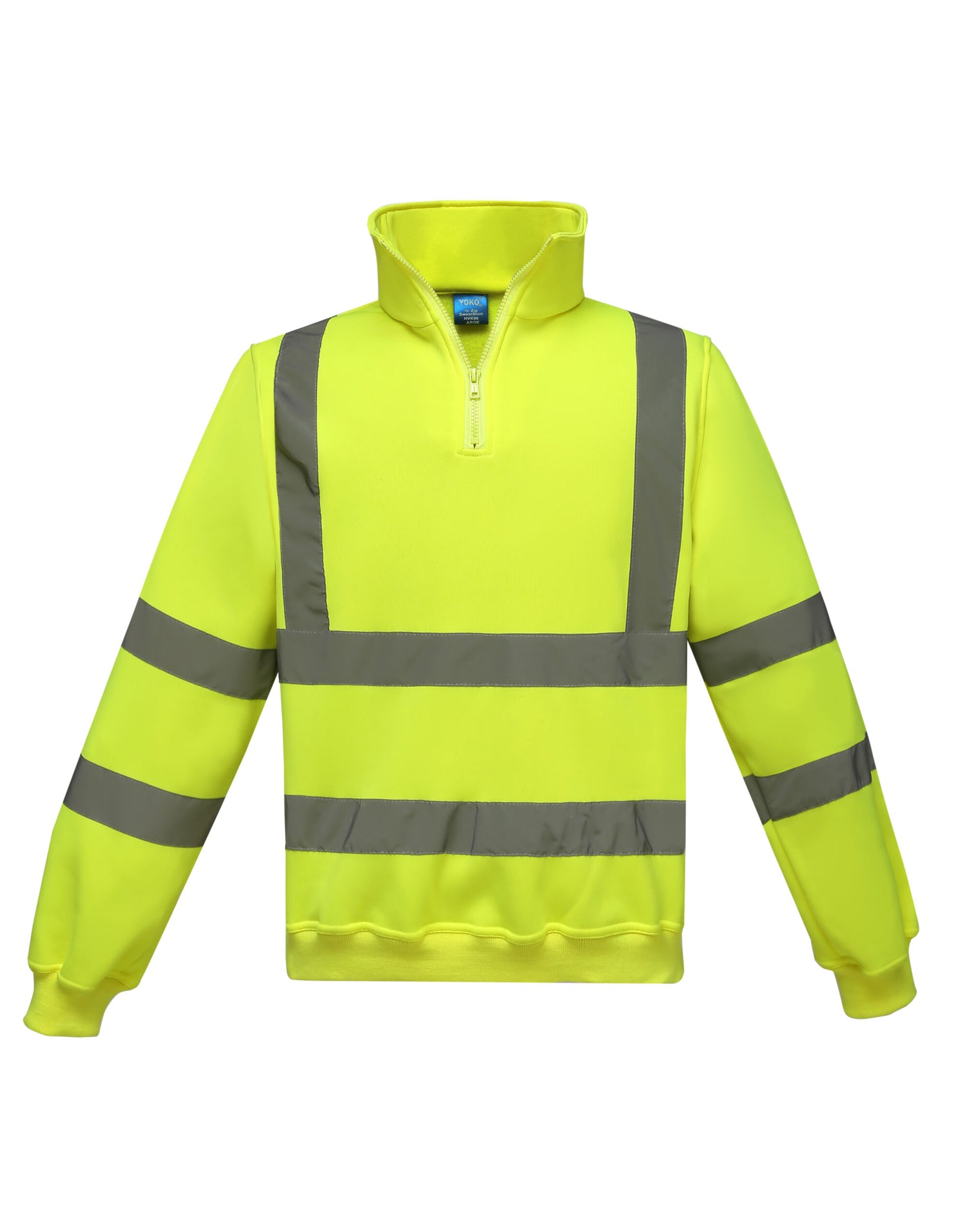 Yoko HV 14 Zip Sweatshirt HVK06 - Hi-Vis Yellow - Customisable Hi-Vis Sweatshirt