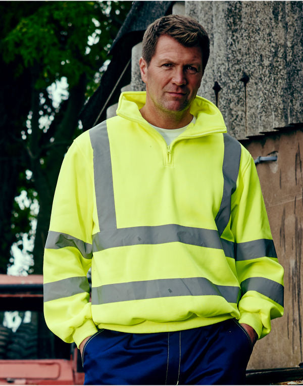 Yoko HV 14 Zip Sweatshirt HVK06 - - Customisable Hi-Vis Sweatshirt