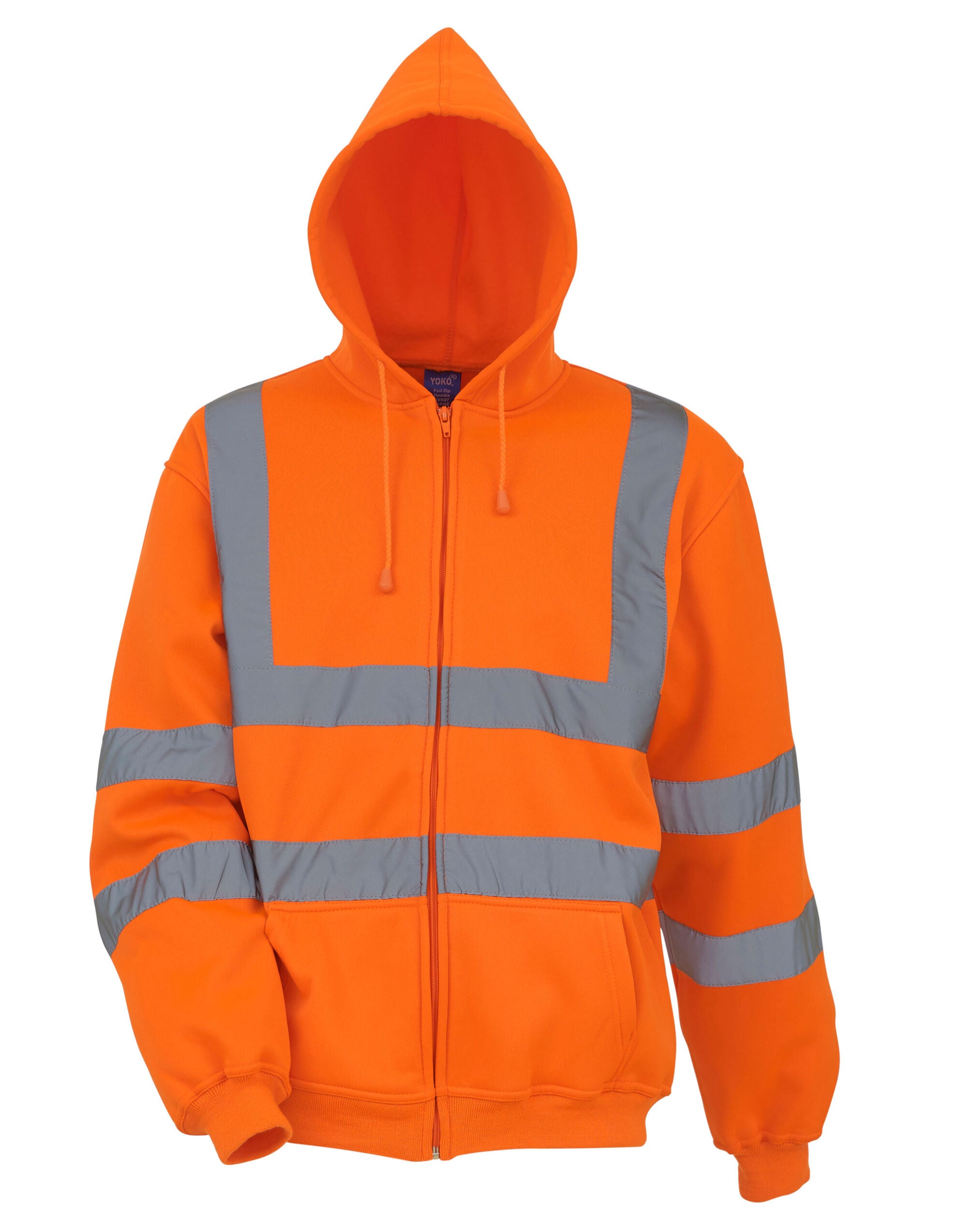 Yoko HV Zipped Hoodie hvk07 - Hi Vis Orange - Customisable Hoodies
