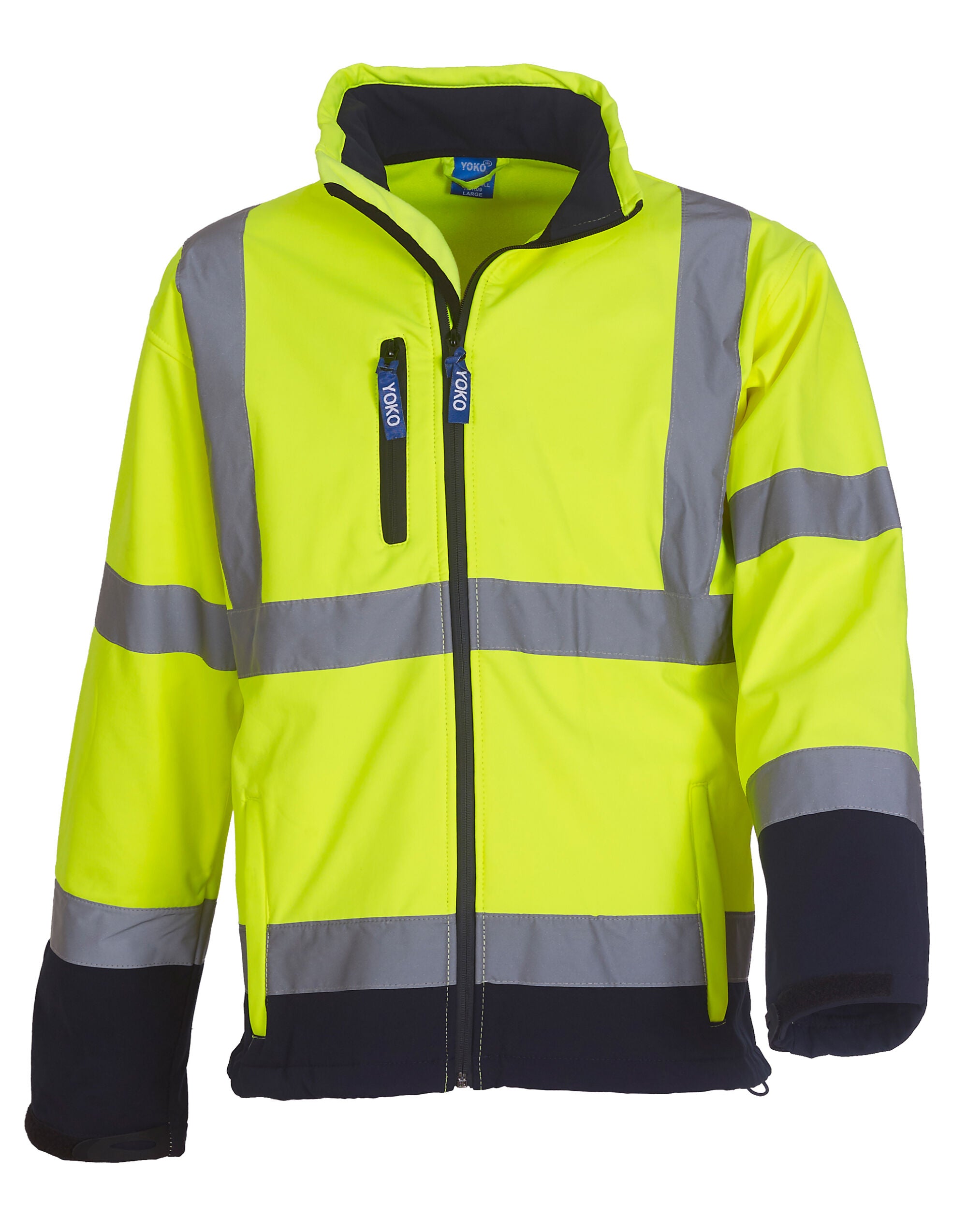 Yoko HV Softshell Jacket HVK09 - Hi-Vis Yellow Navy - Customisable Softshell Jacket
