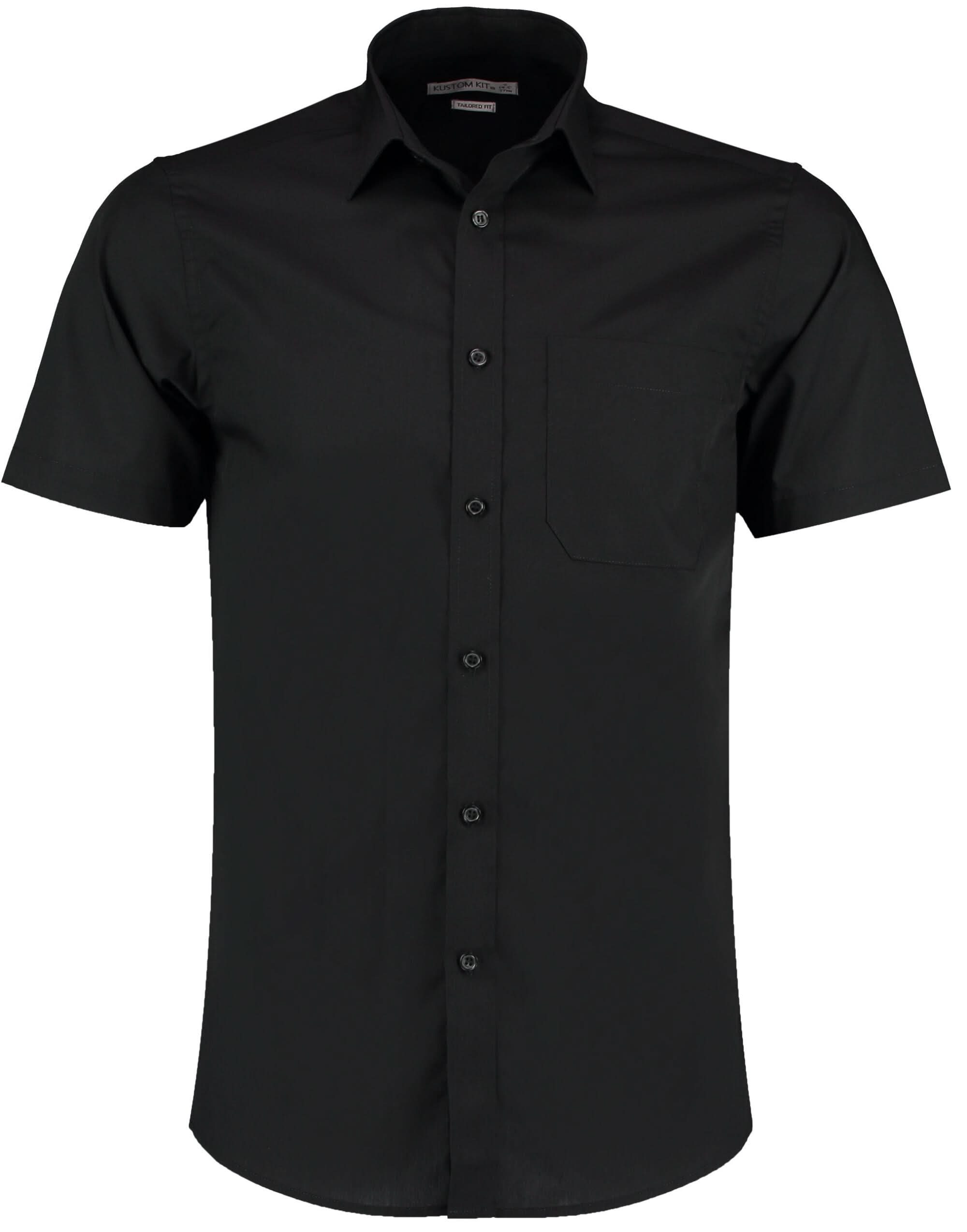 Kustom Kit Mens SS Tailored Poplin Shirt KK141 - Black - Customisable Corporate Wear