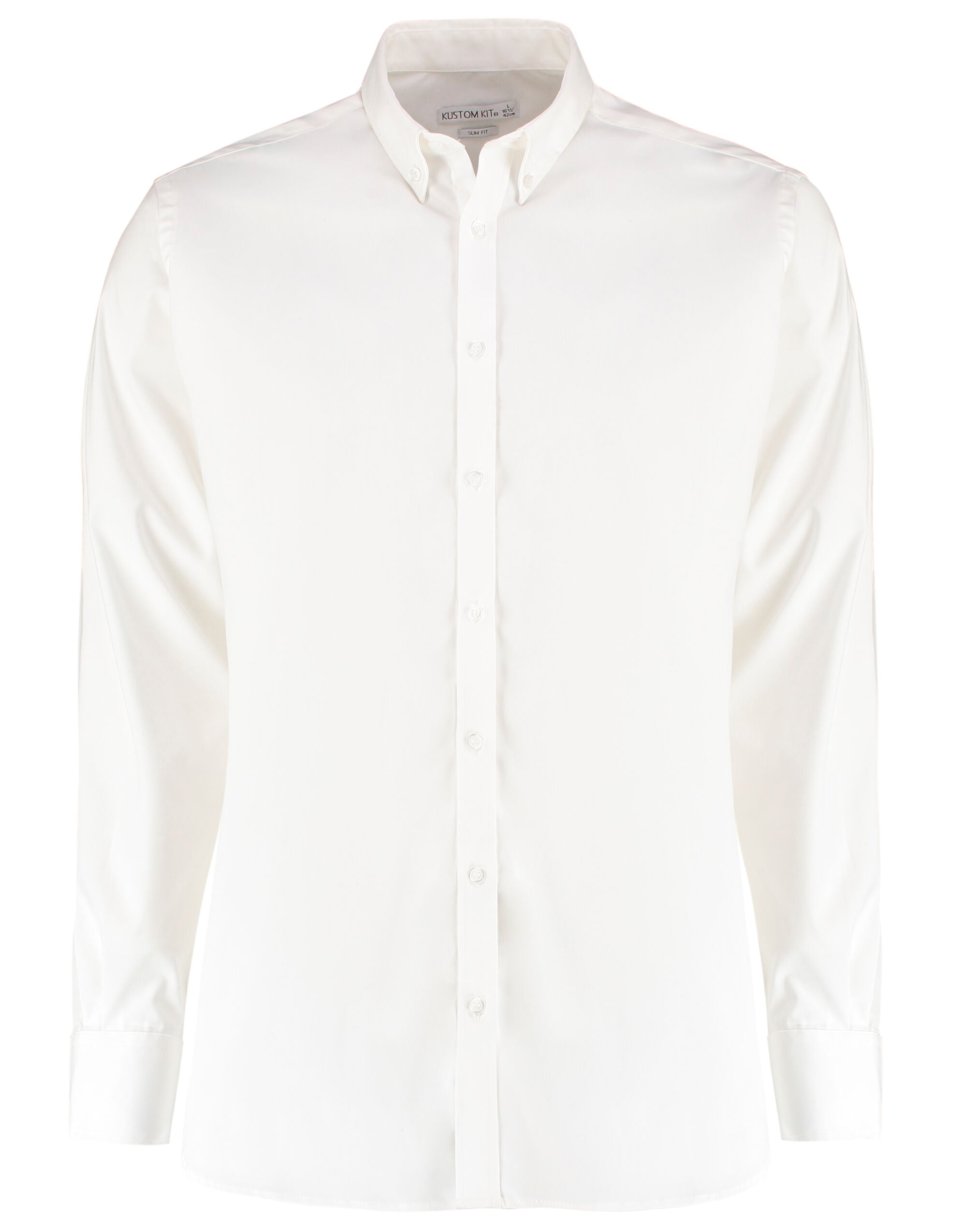 Kustom Kit Mens LS Stretch Oxford Shirt KK182 - White - Customisable Corporate Wear