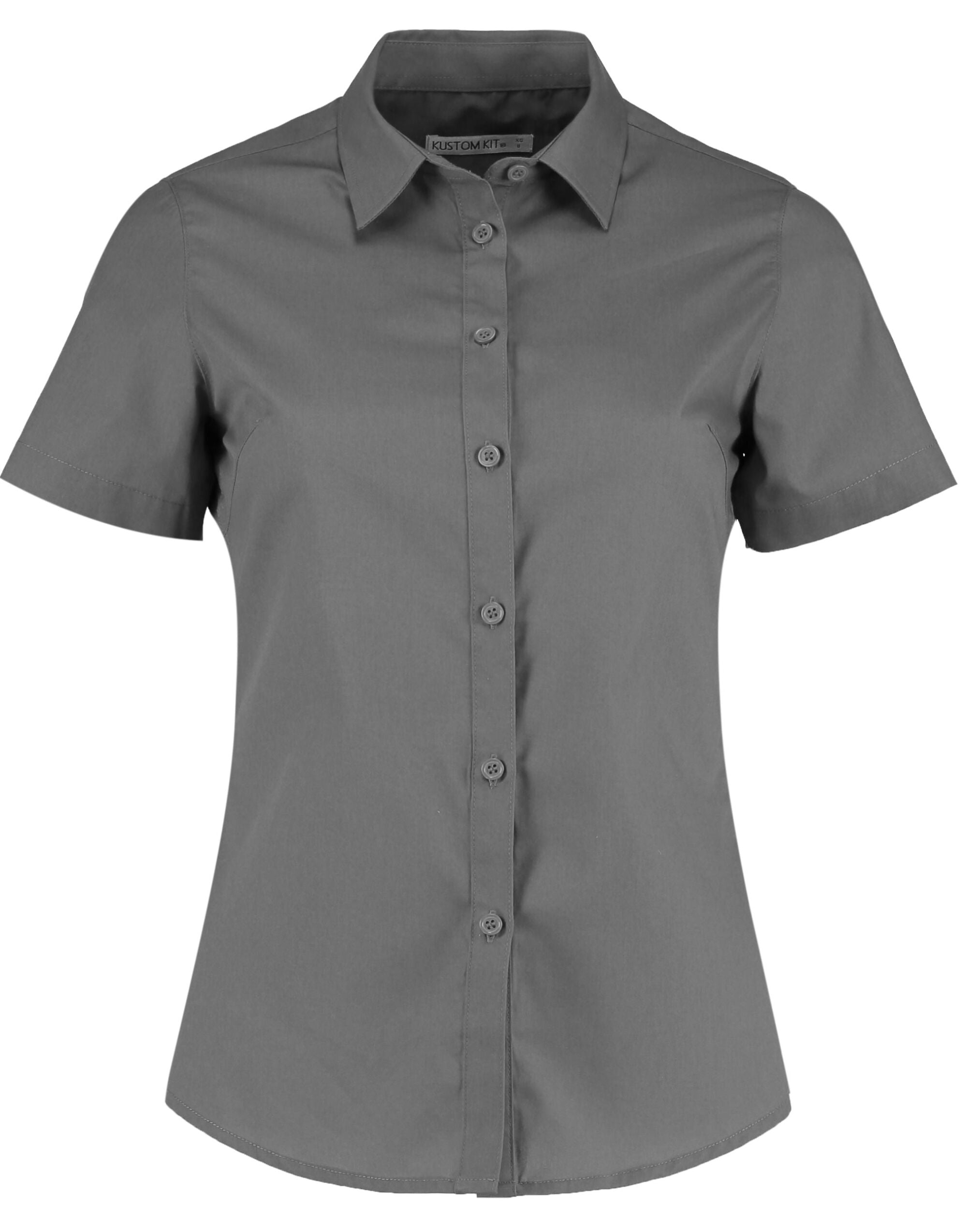 Kustom Kit Lady SS Tailored Poplin Shirt KK241 - Graphite - Customisable Shirts