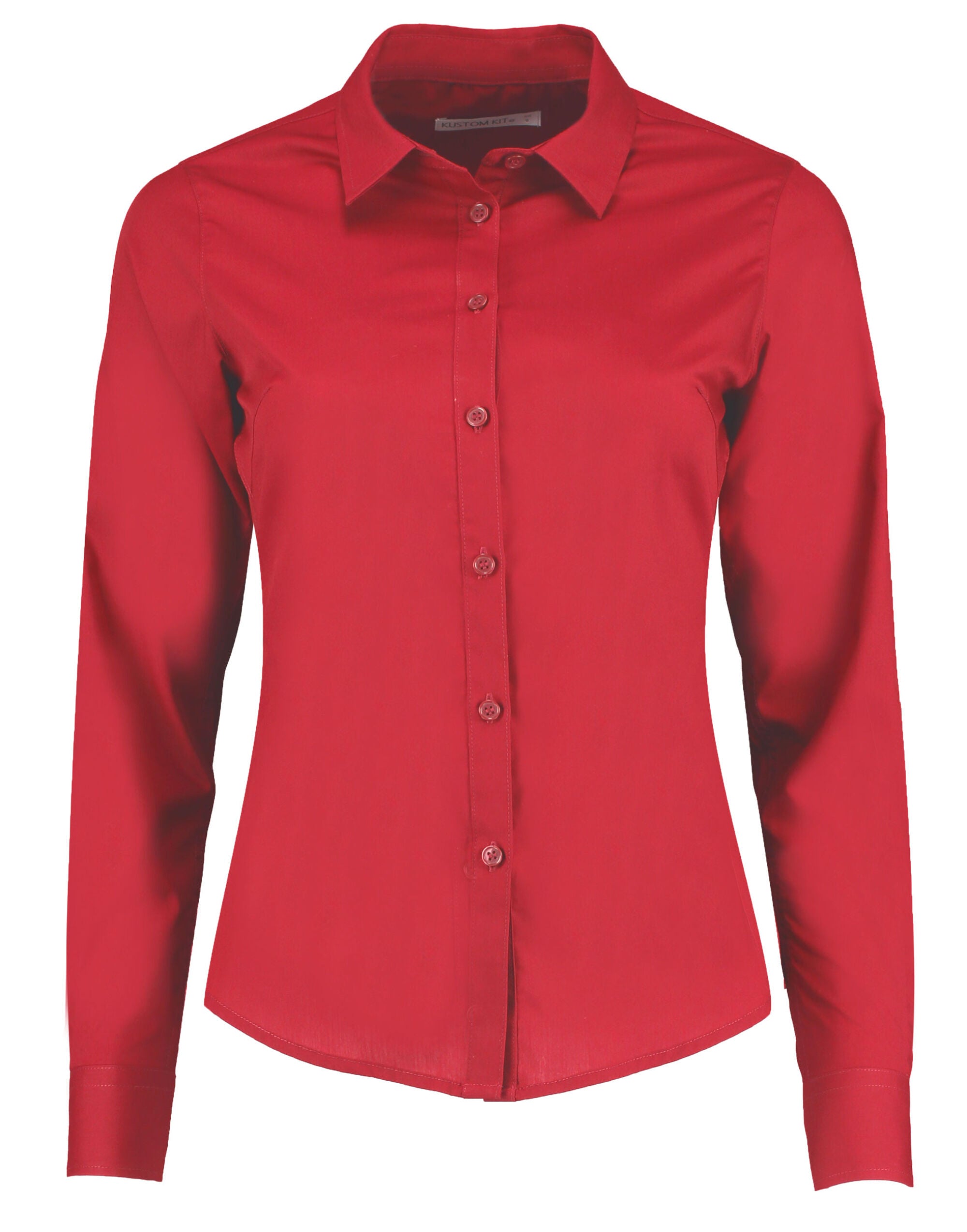 Kustom Kit Lady LS Tailored Poplin Shirt KK242 - Red - Customisable Shirts