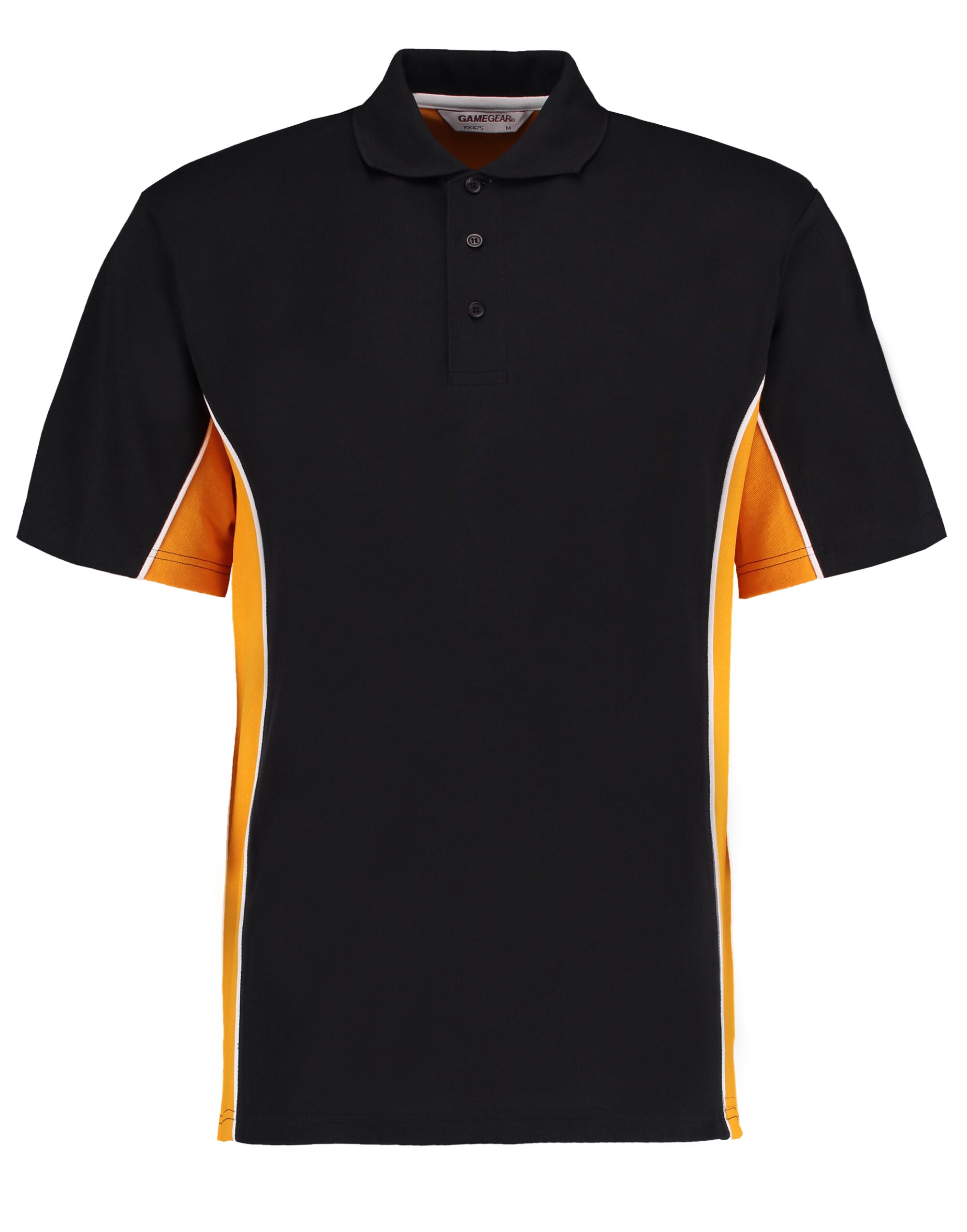 Kustom Kit Mens Classic Track Polo KK475 - Black Gold White - Customisable Polos