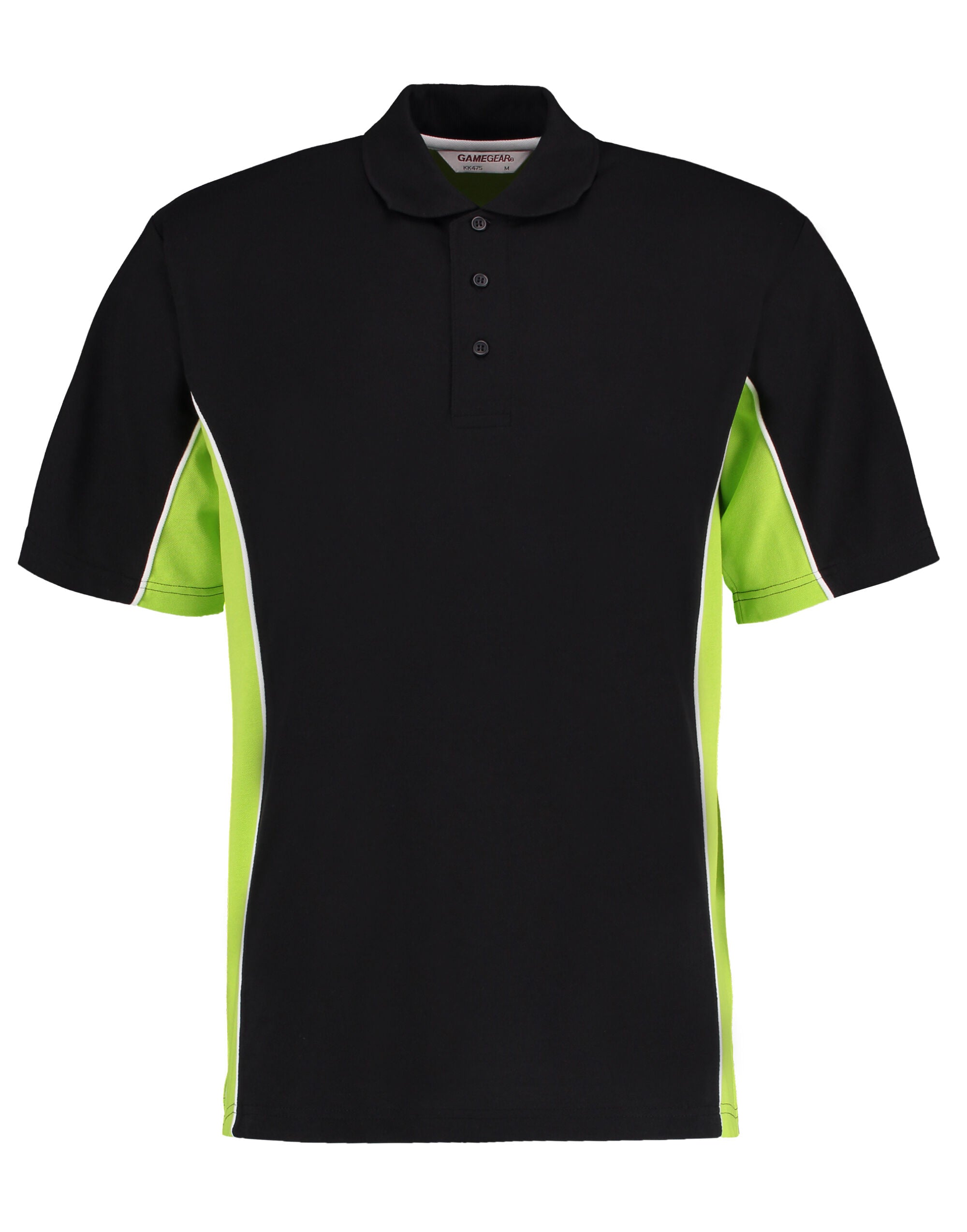 Kustom Kit Mens Classic Track Polo KK475 - Black Lime White - Customisable Polos