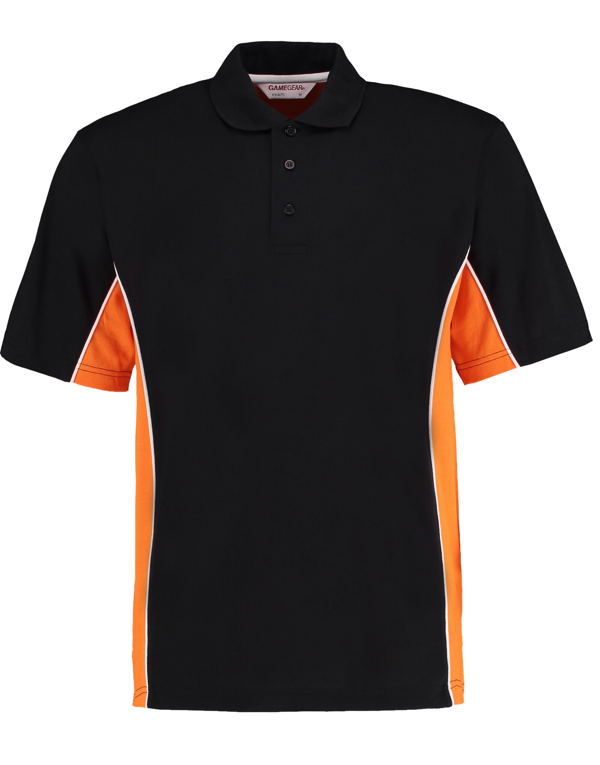 Kustom Kit Mens Classic Track Polo KK475 - Black Orange White - Customisable Polos
