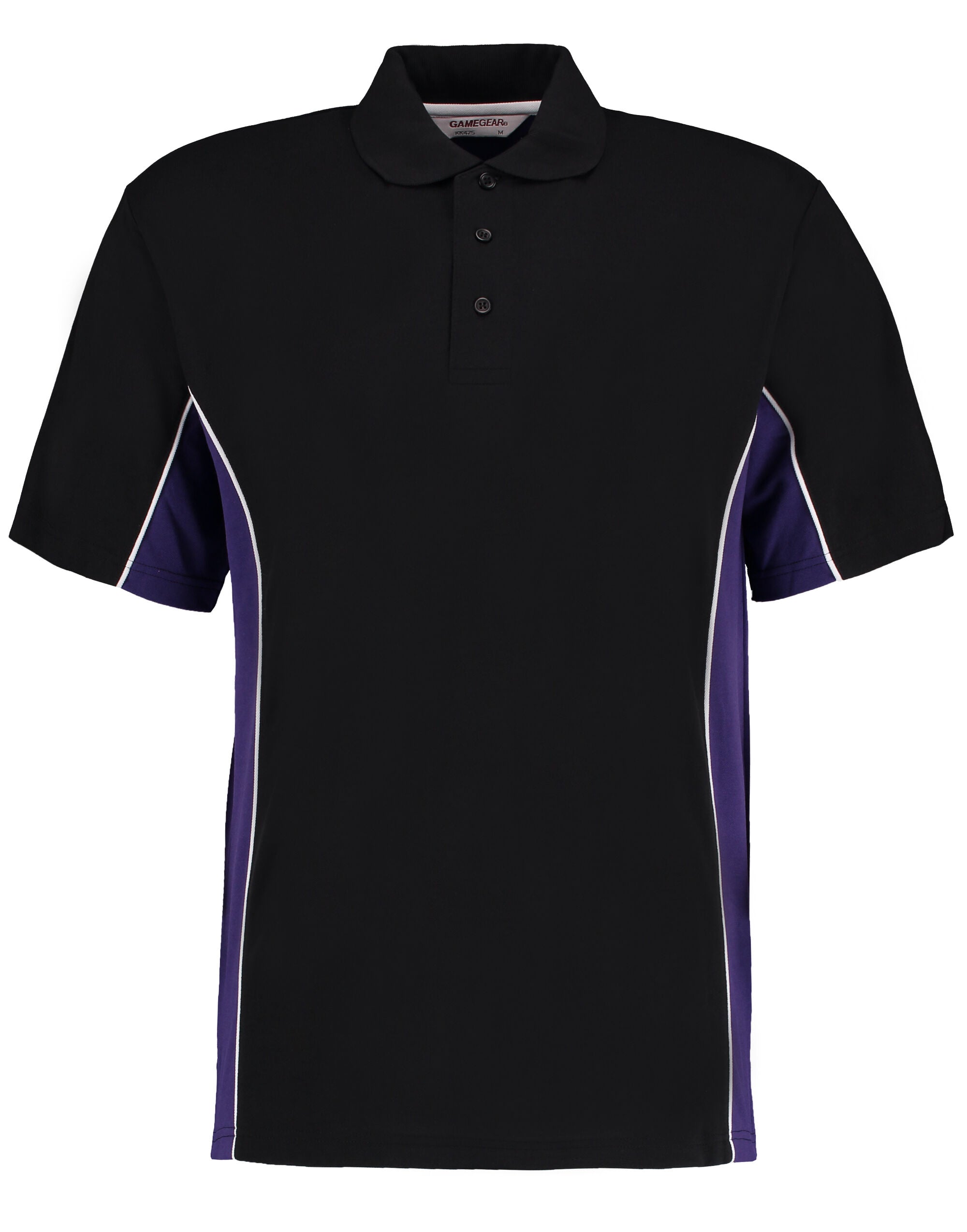 Kustom Kit Mens Classic Track Polo KK475 - Black Purple White - Customisable Polos