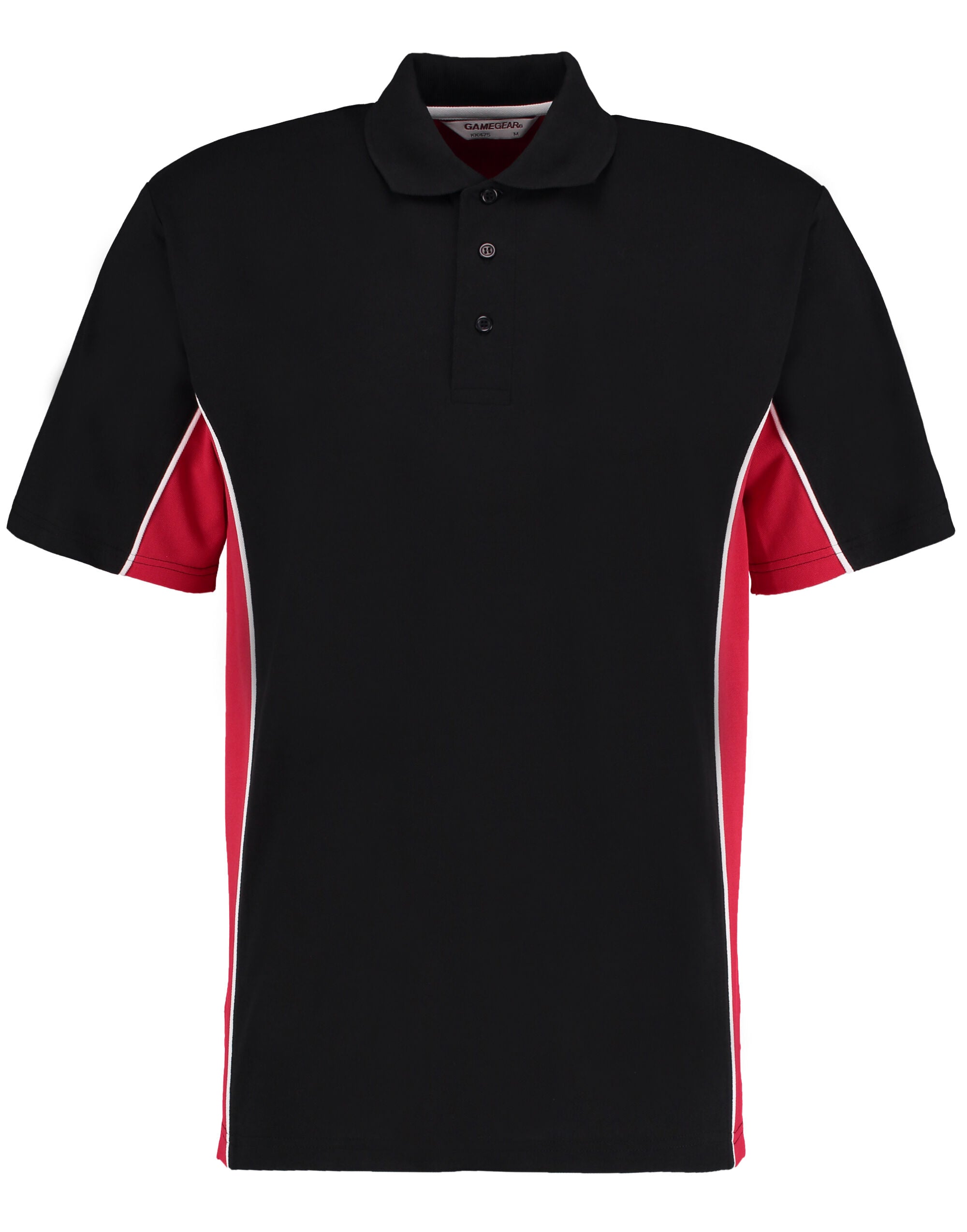 Kustom Kit Mens Classic Track Polo KK475 - Black Red White - Customisable Polos