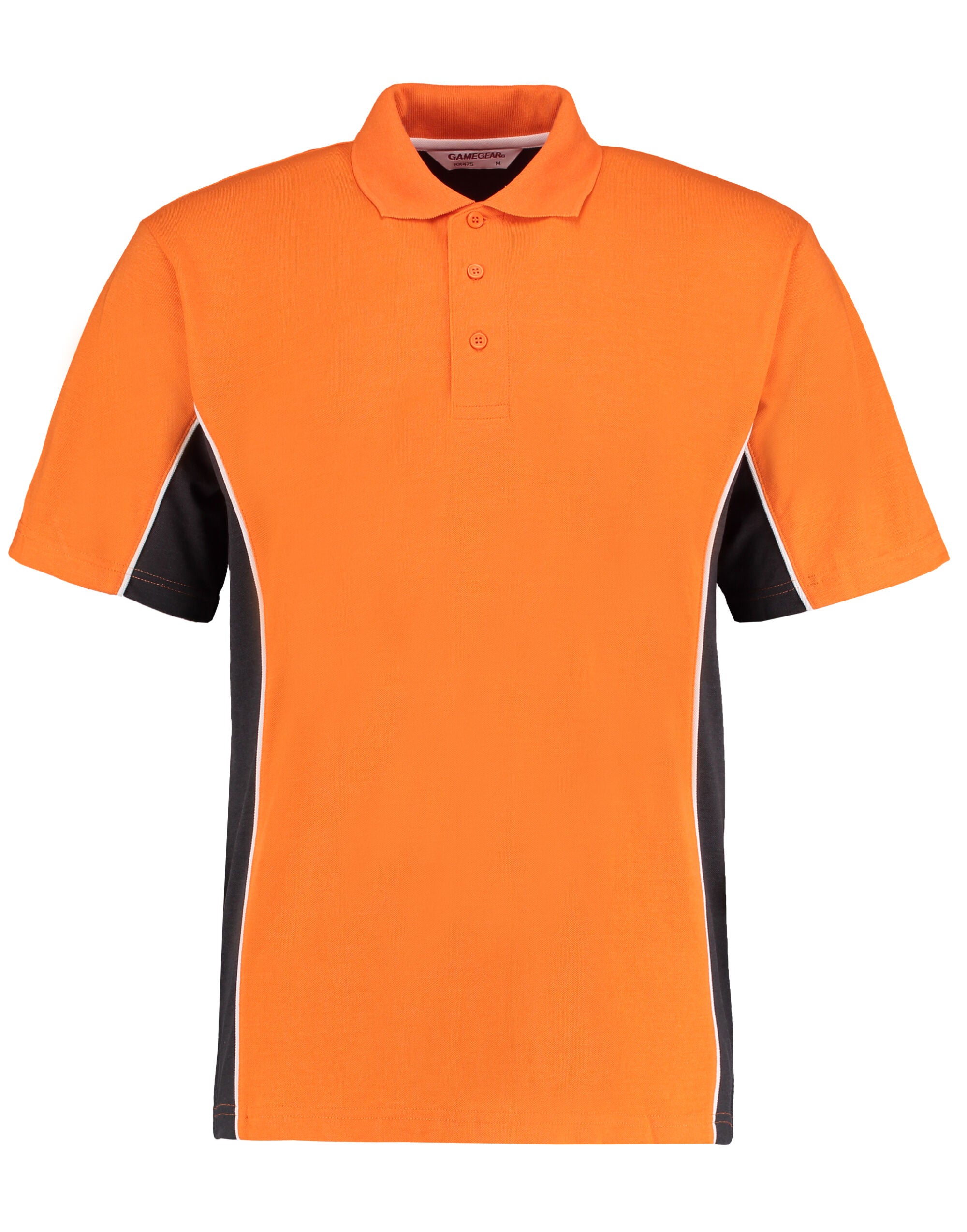 Kustom Kit Mens Classic Track Polo KK475 - Orange Graphite White - Customisable Polos