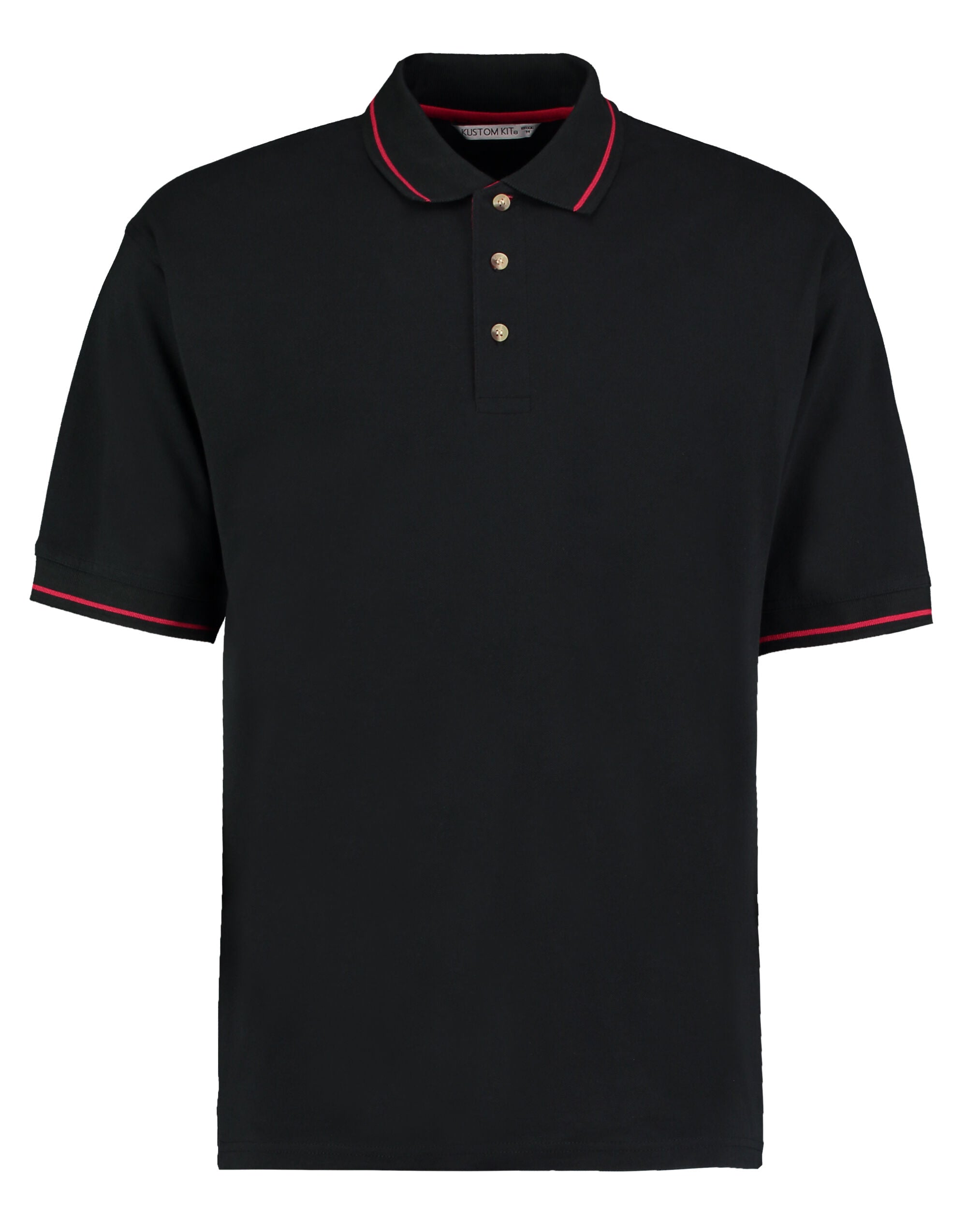 Kustom Kit Mens Classic StMellion Polo KK606 - Black Bright Red - Customisable Polos