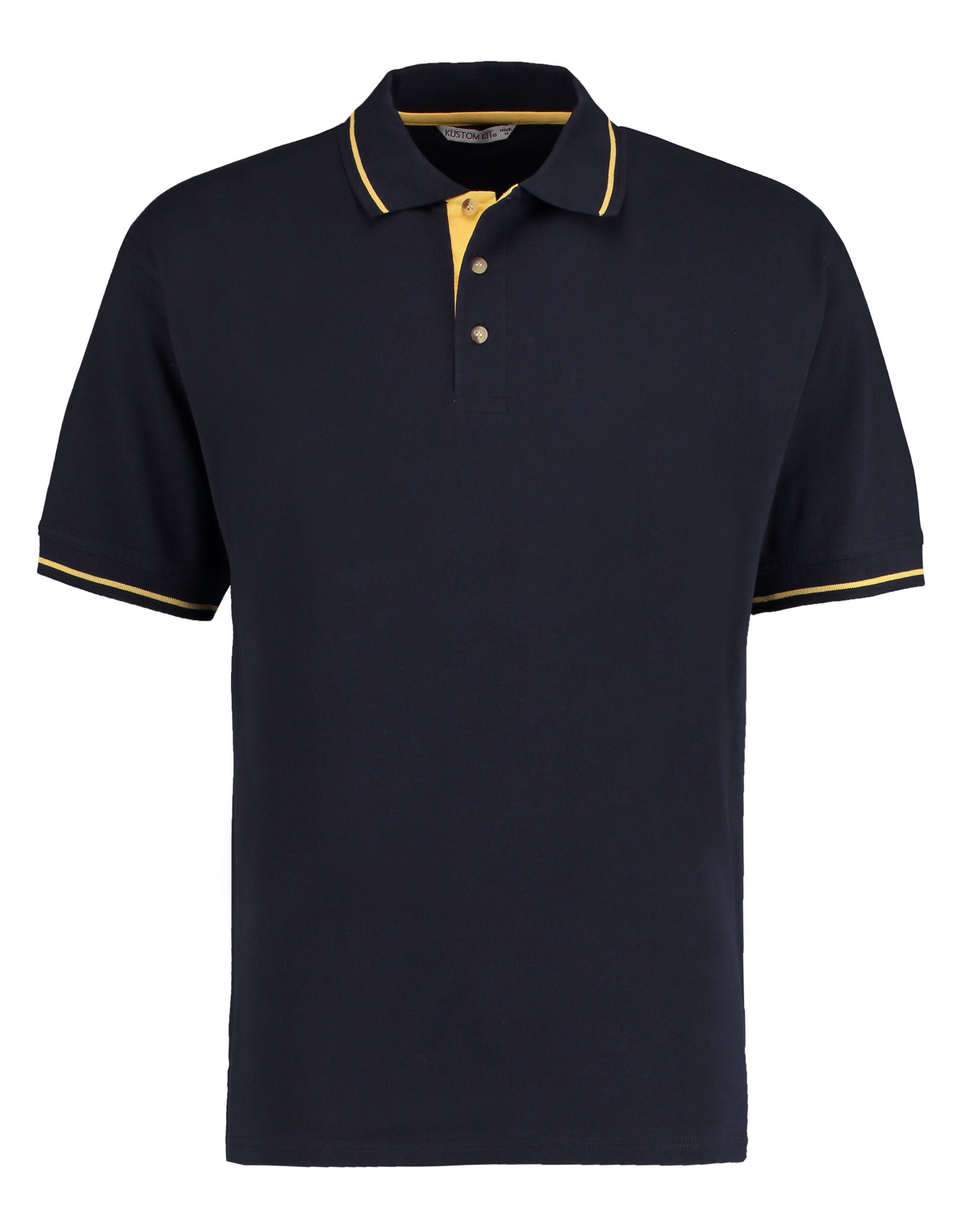 Kustom Kit Mens Classic StMellion Polo KK606 - Navy Sun Yellow - Customisable Polos