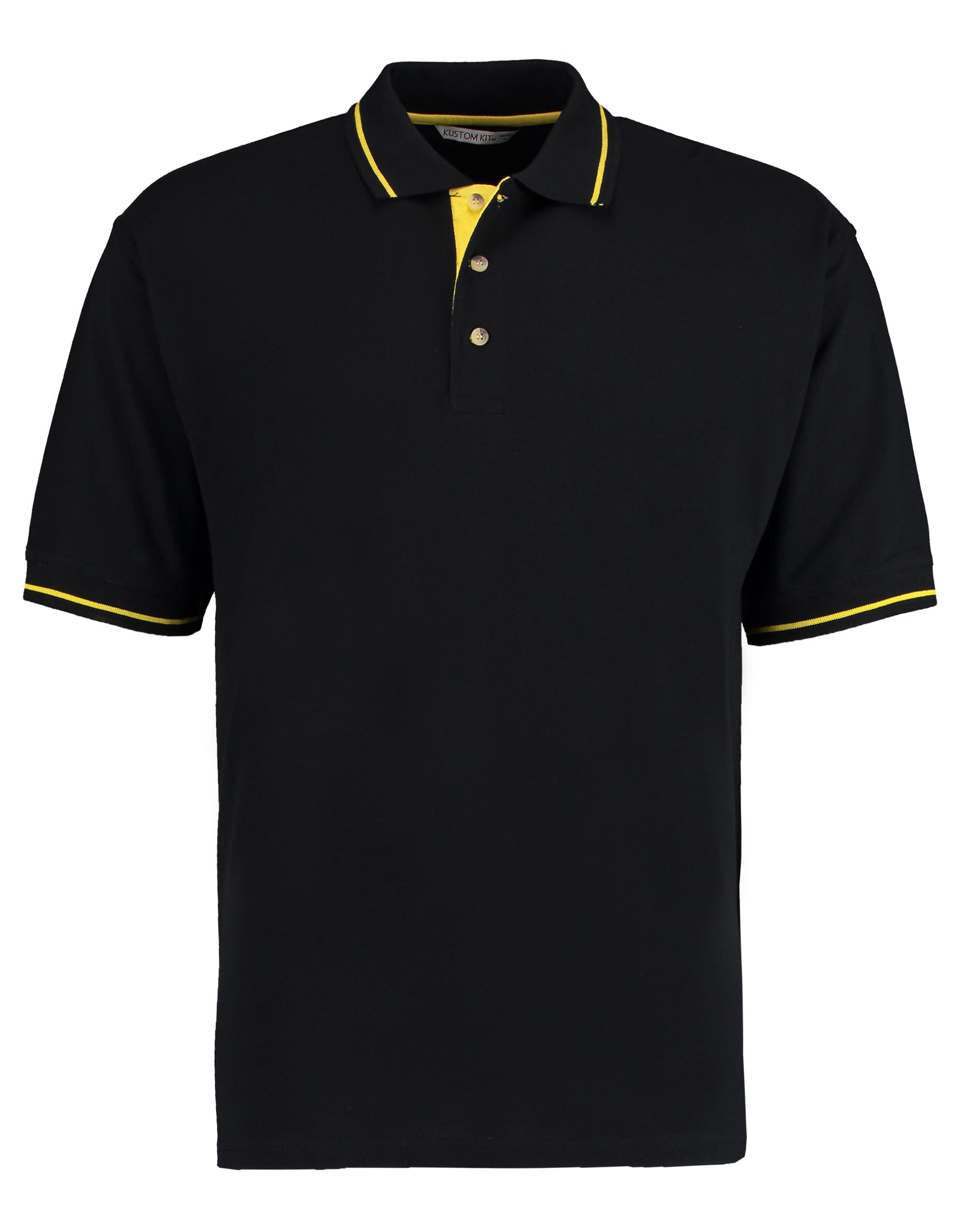 Kustom Kit Mens Classic StMellion Polo KK606 - Black Yellow - Customisable Polos