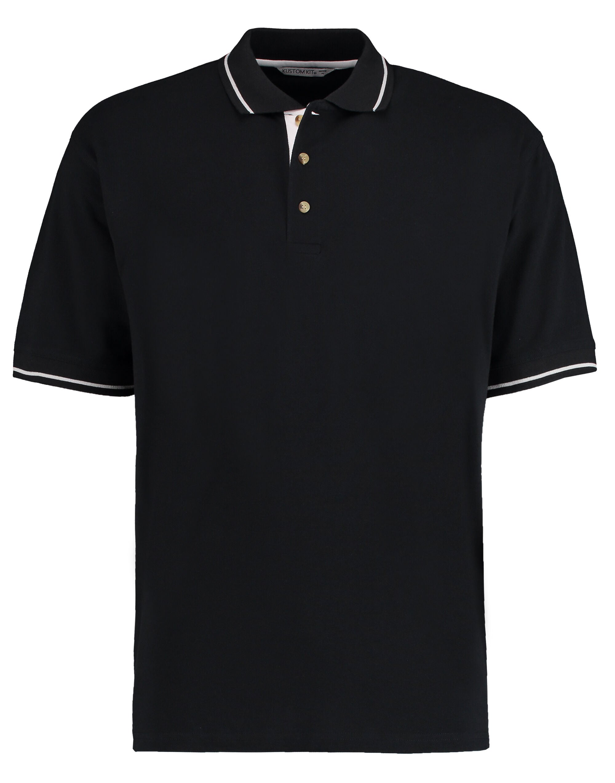 Kustom Kit Mens Classic StMellion Polo KK606 - Black White - Customisable Polos