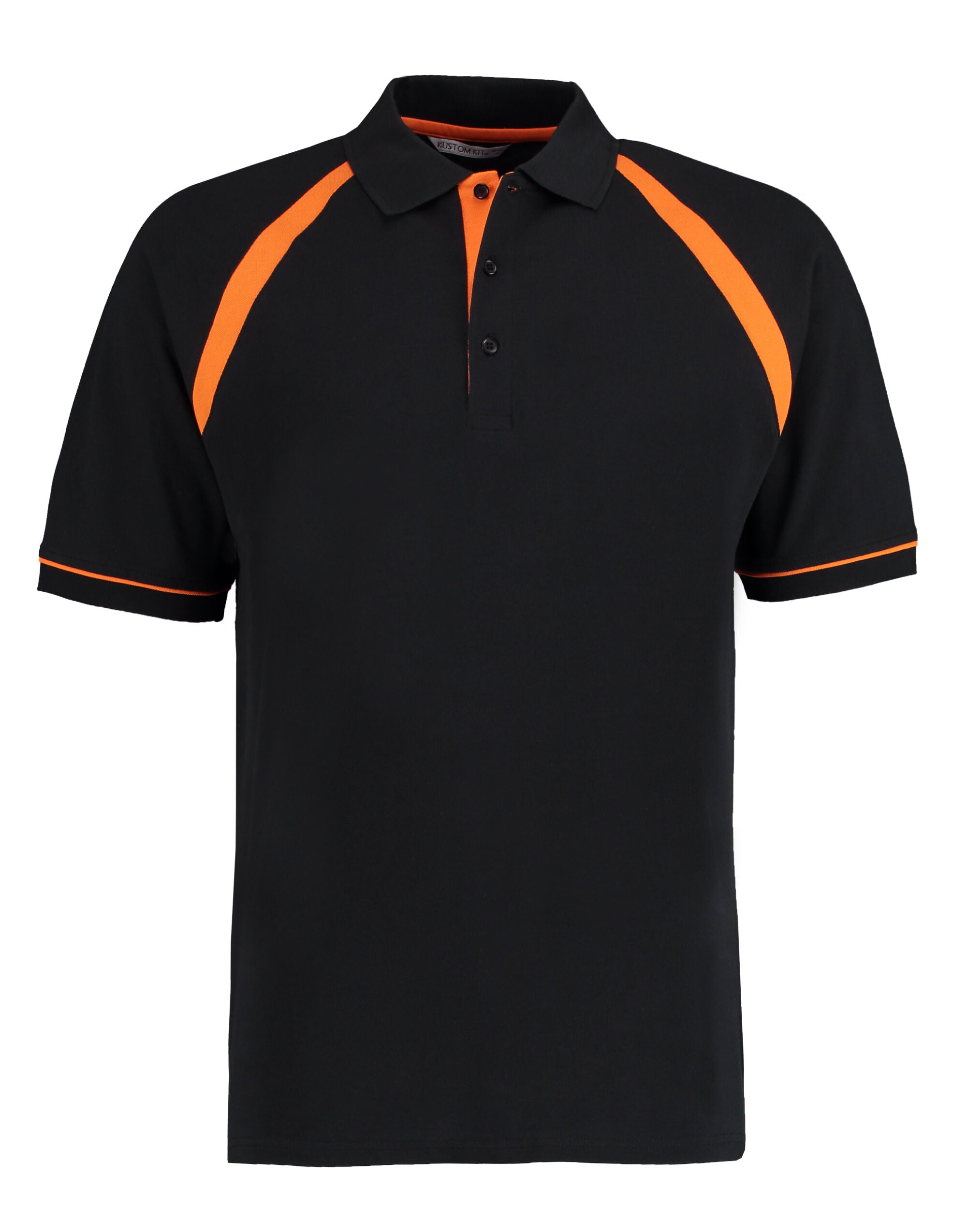 Kustom Kit Men Classic Fit Oak Hill Polo KK615 - Black Orange - Customisable Polos