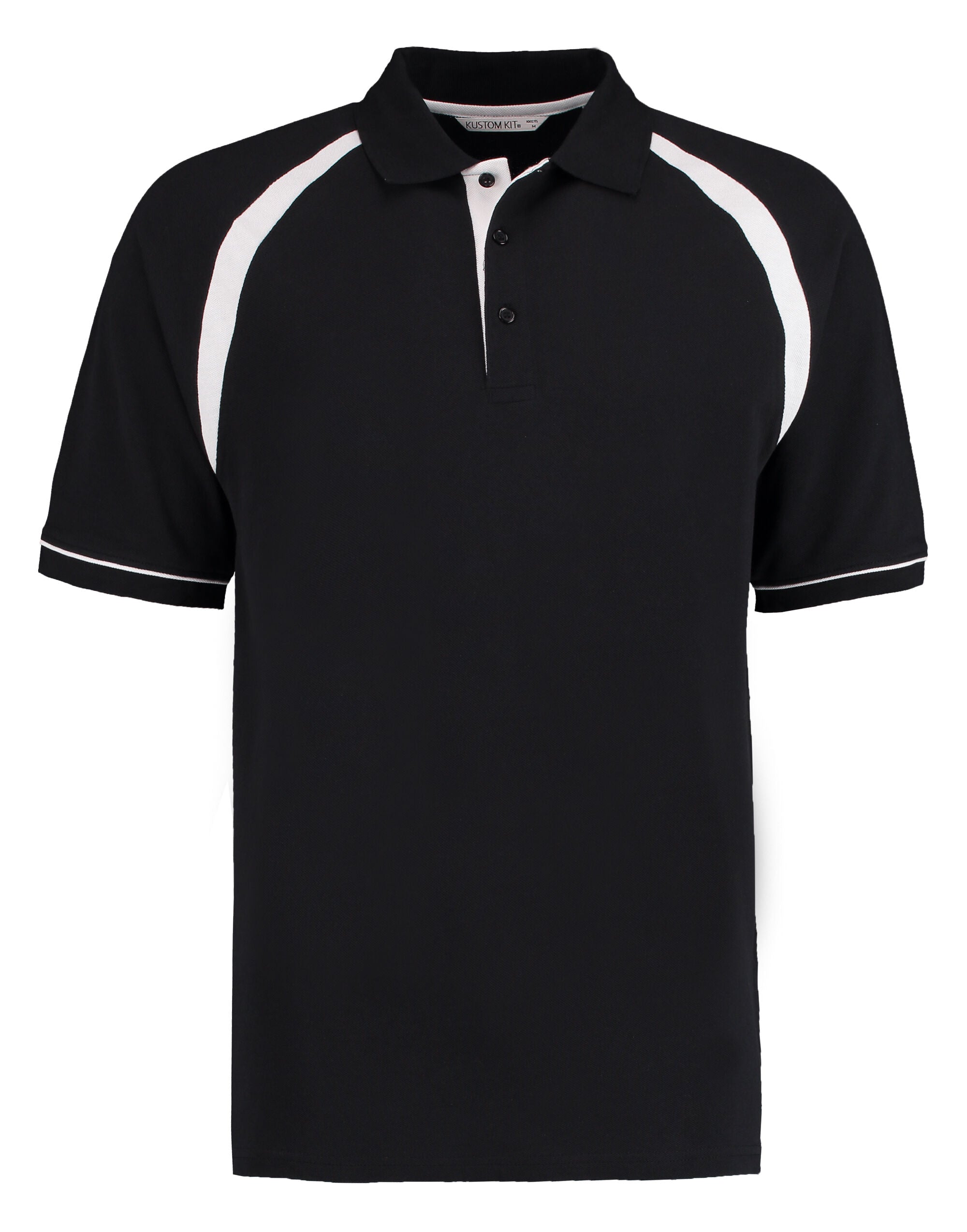 Kustom Kit Men Classic Fit Oak Hill Polo KK615 - Black White - Customisable Polos
