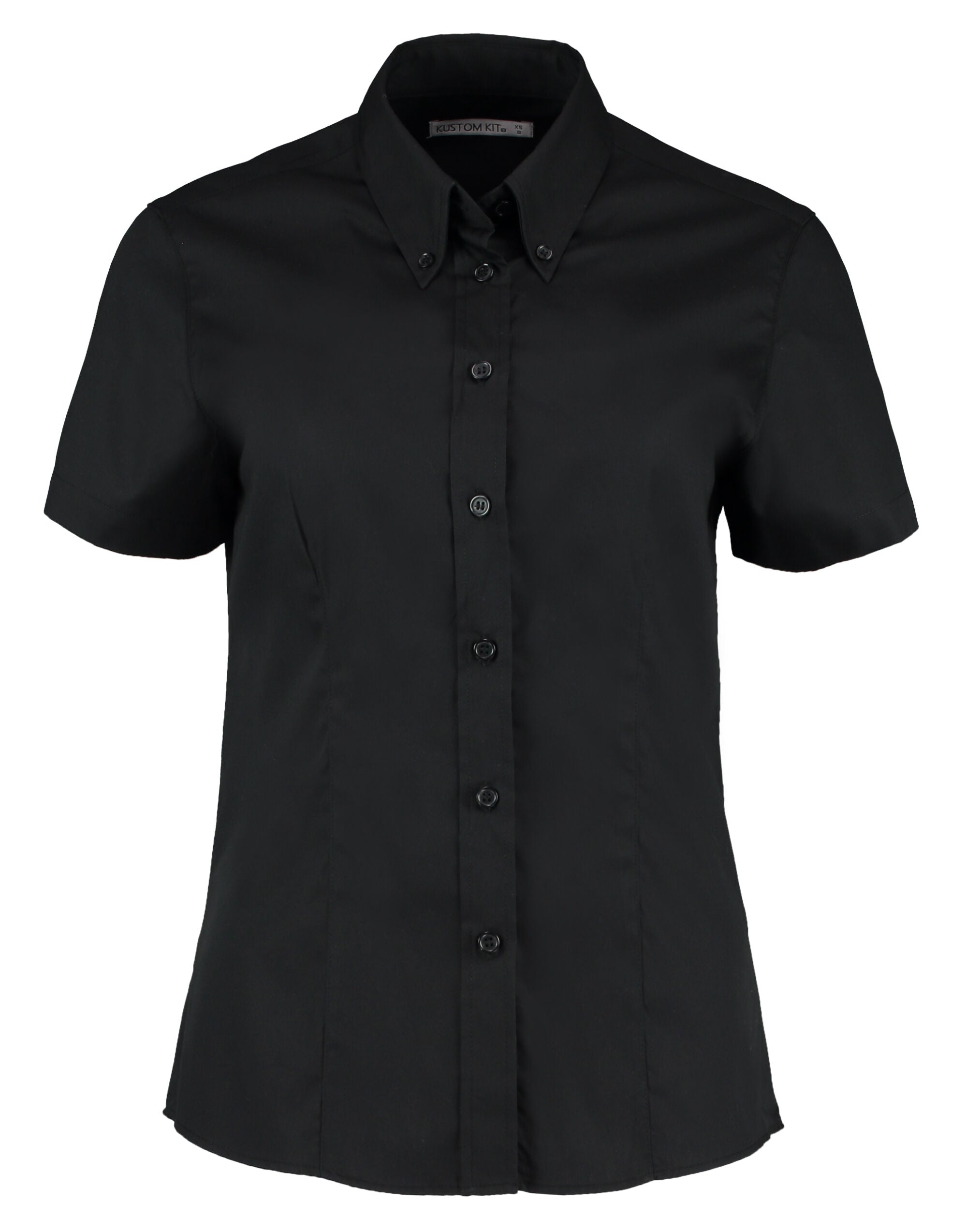 Kustom Kit Lady SS Tailored Oxford Shirt KK701 - Black - Customisable Shirts