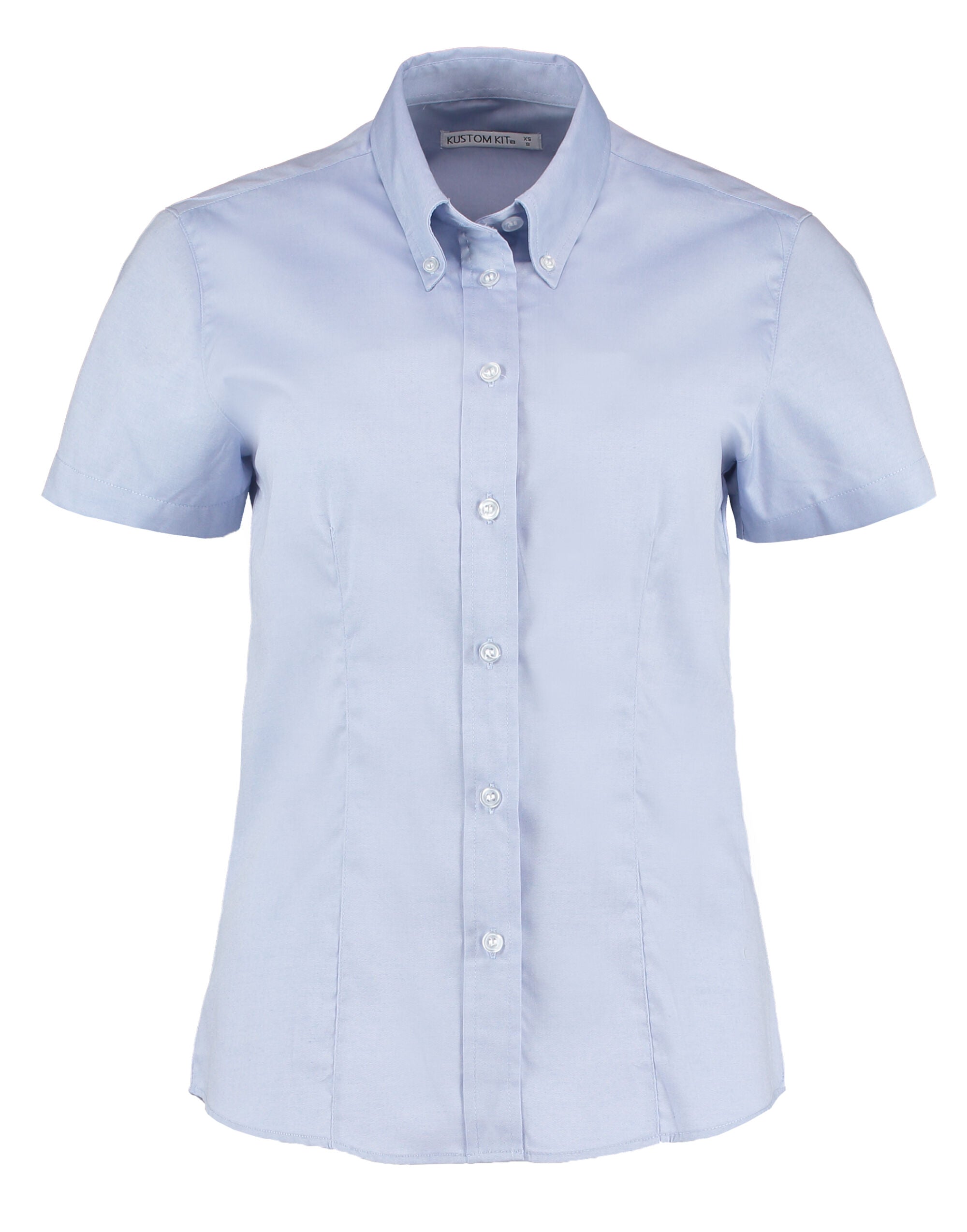 Kustom Kit Lady SS Tailored Oxford Shirt KK701 - Light Blue - Customisable Shirts