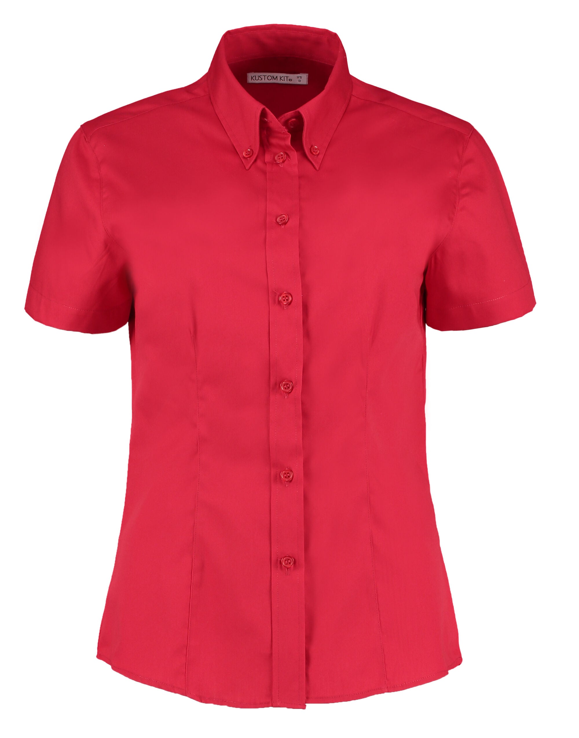 Kustom Kit Lady SS Tailored Oxford Shirt KK701 - Red - Customisable Shirts