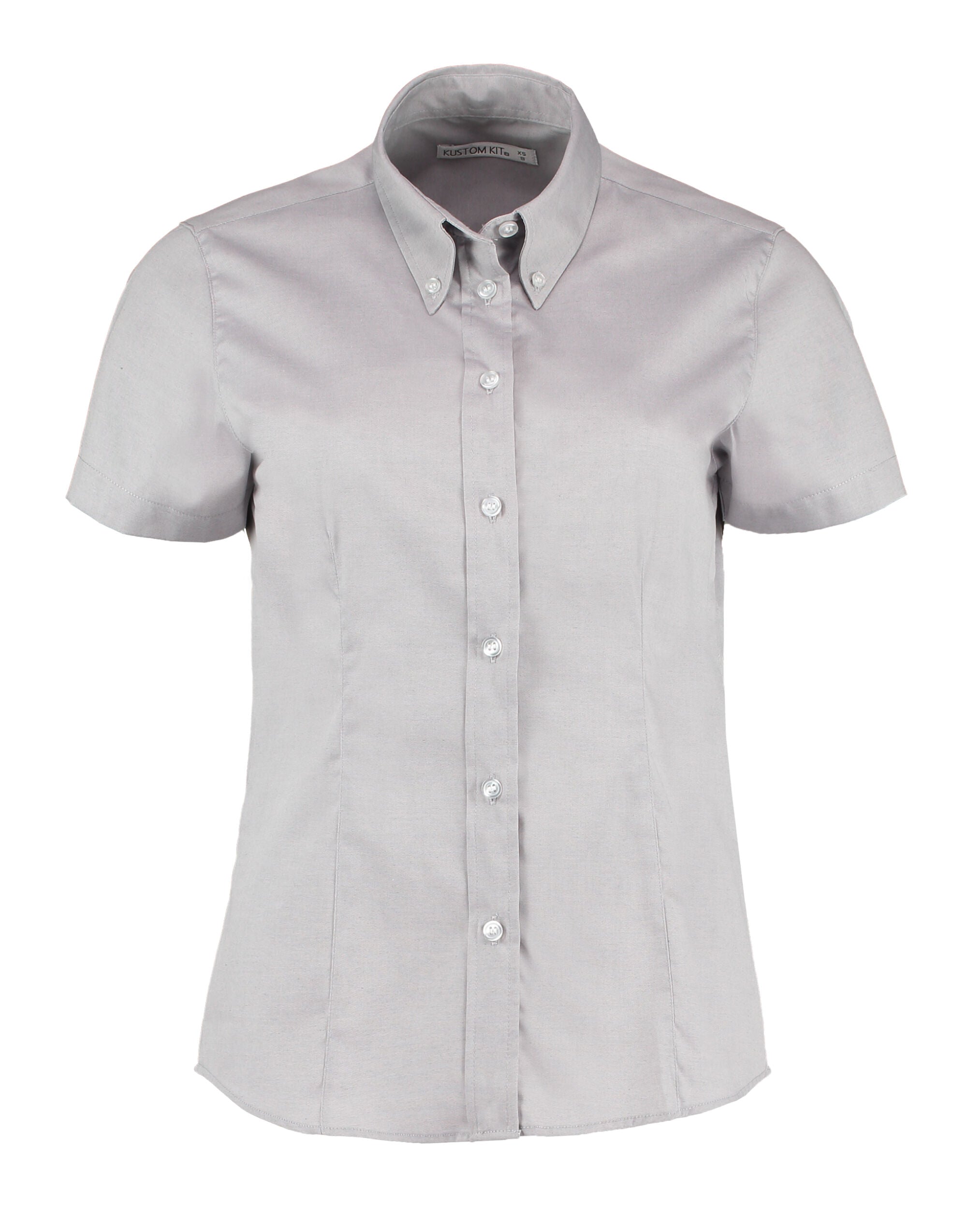 Kustom Kit Lady SS Tailored Oxford Shirt KK701 - Silver Grey - Customisable Shirts