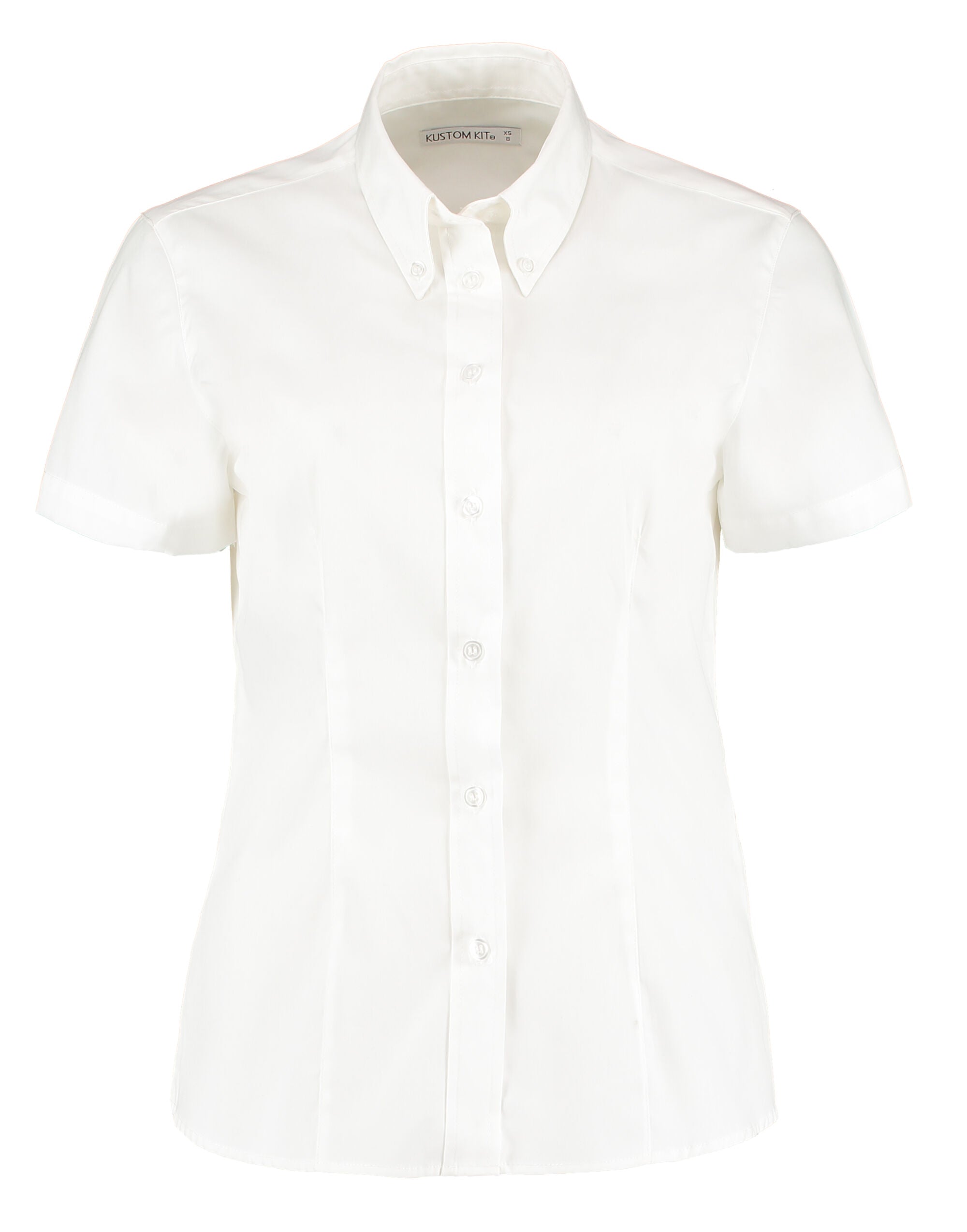 Kustom Kit Lady SS Tailored Oxford Shirt KK701 - White - Customisable Shirts