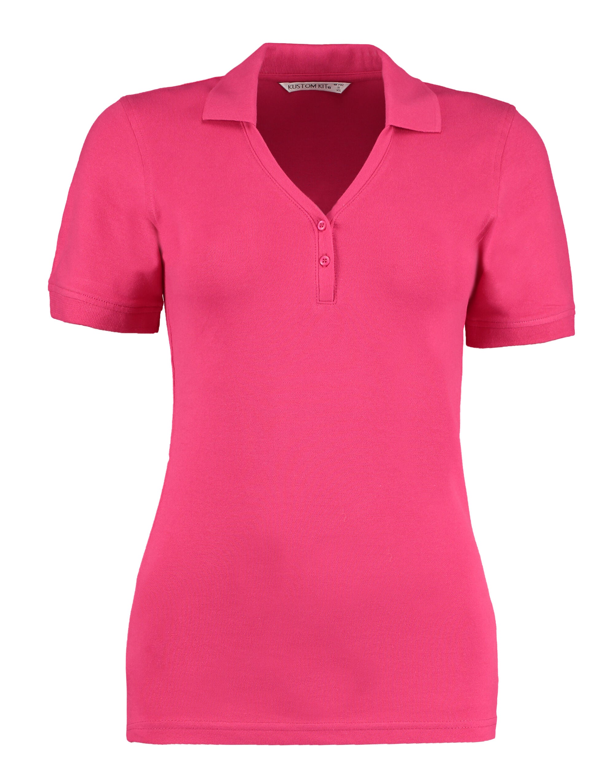 Kustom Kit Ladies Comfortec VNeck Polo KK732 - Raspberry - Customisable Polos