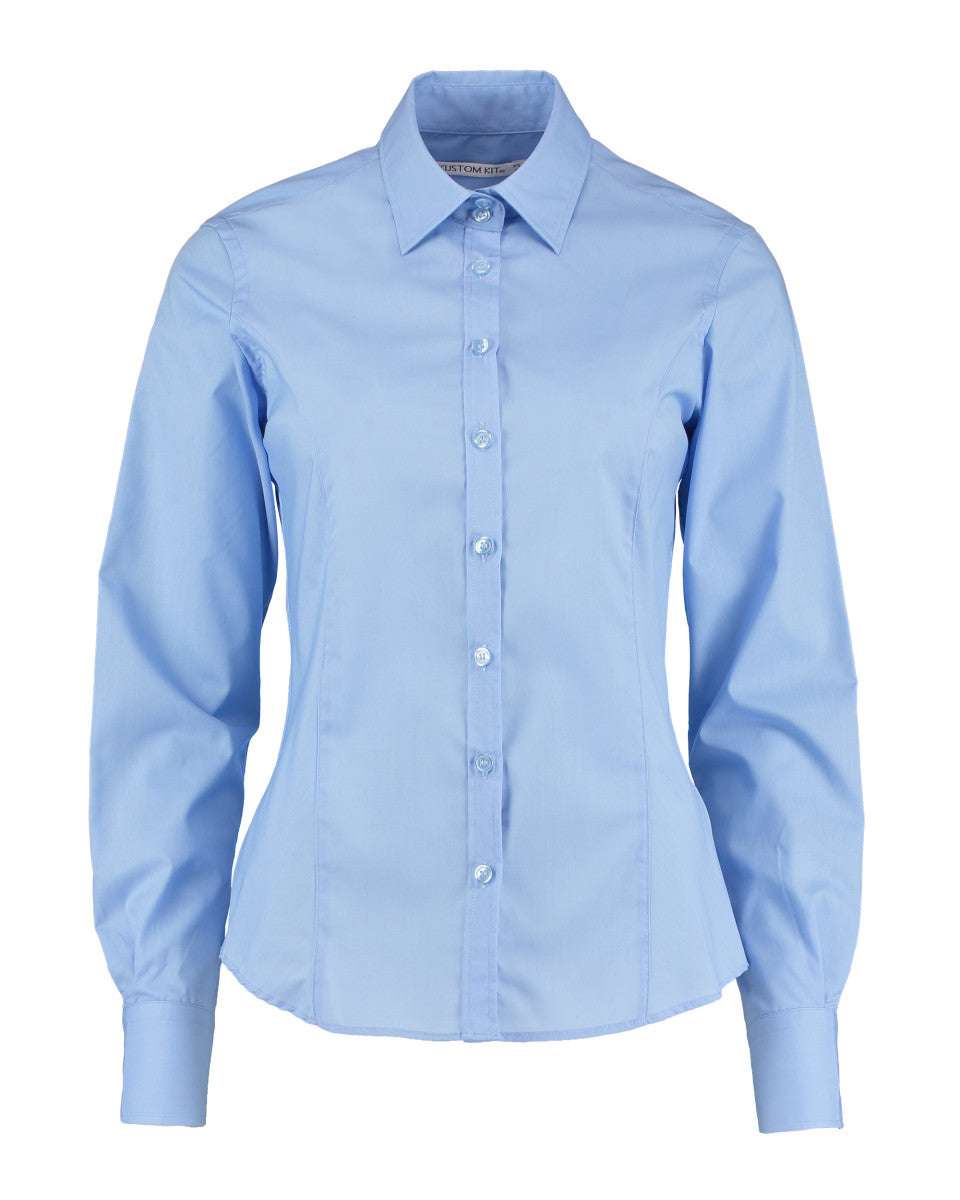 Kustom Kit Lady Tailor LS Business Shirt kk743f - Light Blue - Customisable Shirts