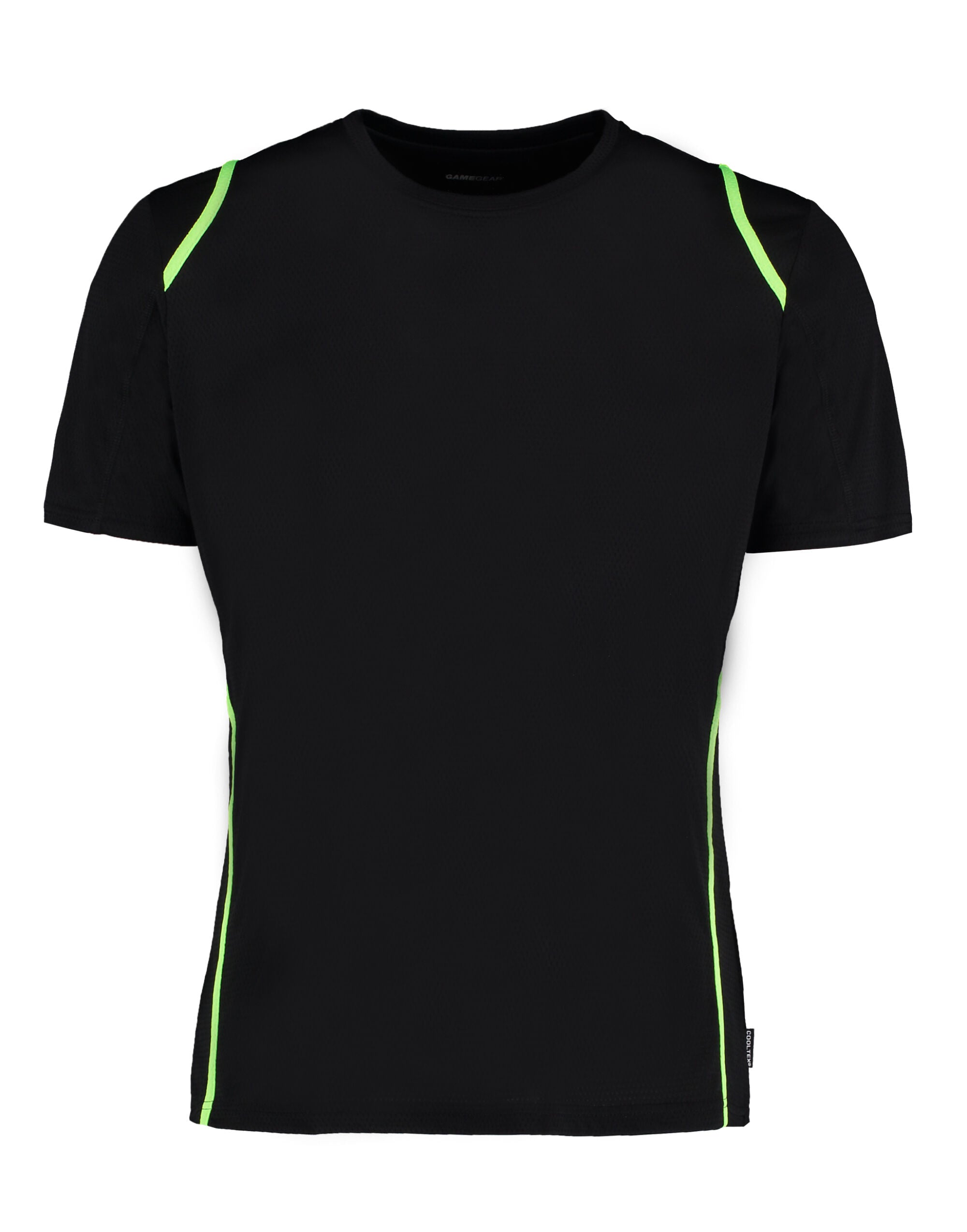 Kustom Kit Mens Cooltex Contrast Tee KK991 - Black Flourescent Lime - Customisable Sportswear