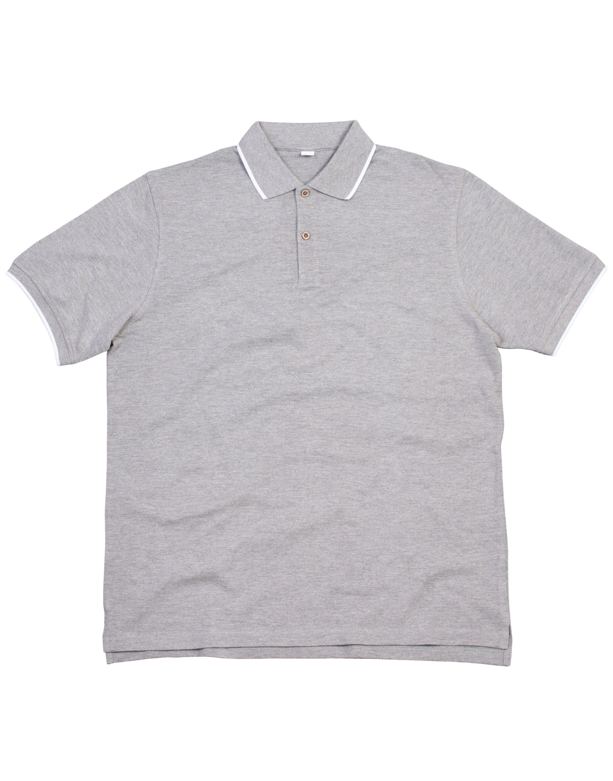 Mantis The Mens Tipped Polo M191 - Heather Grey Melange White - Customisable Polos