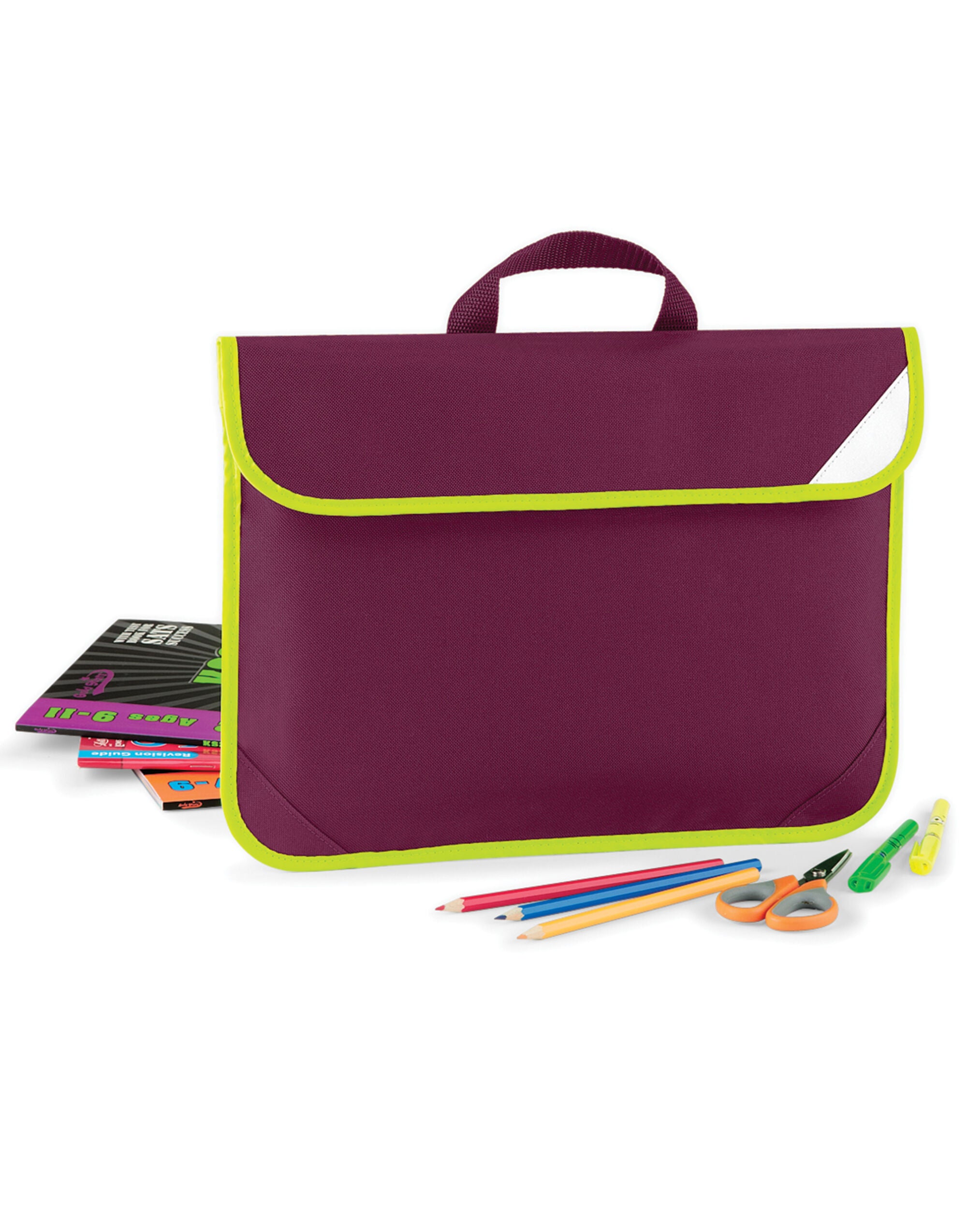 Quadra Enhanced Viz Book Bag qd452 - Burgundy O S - Customisable Bags