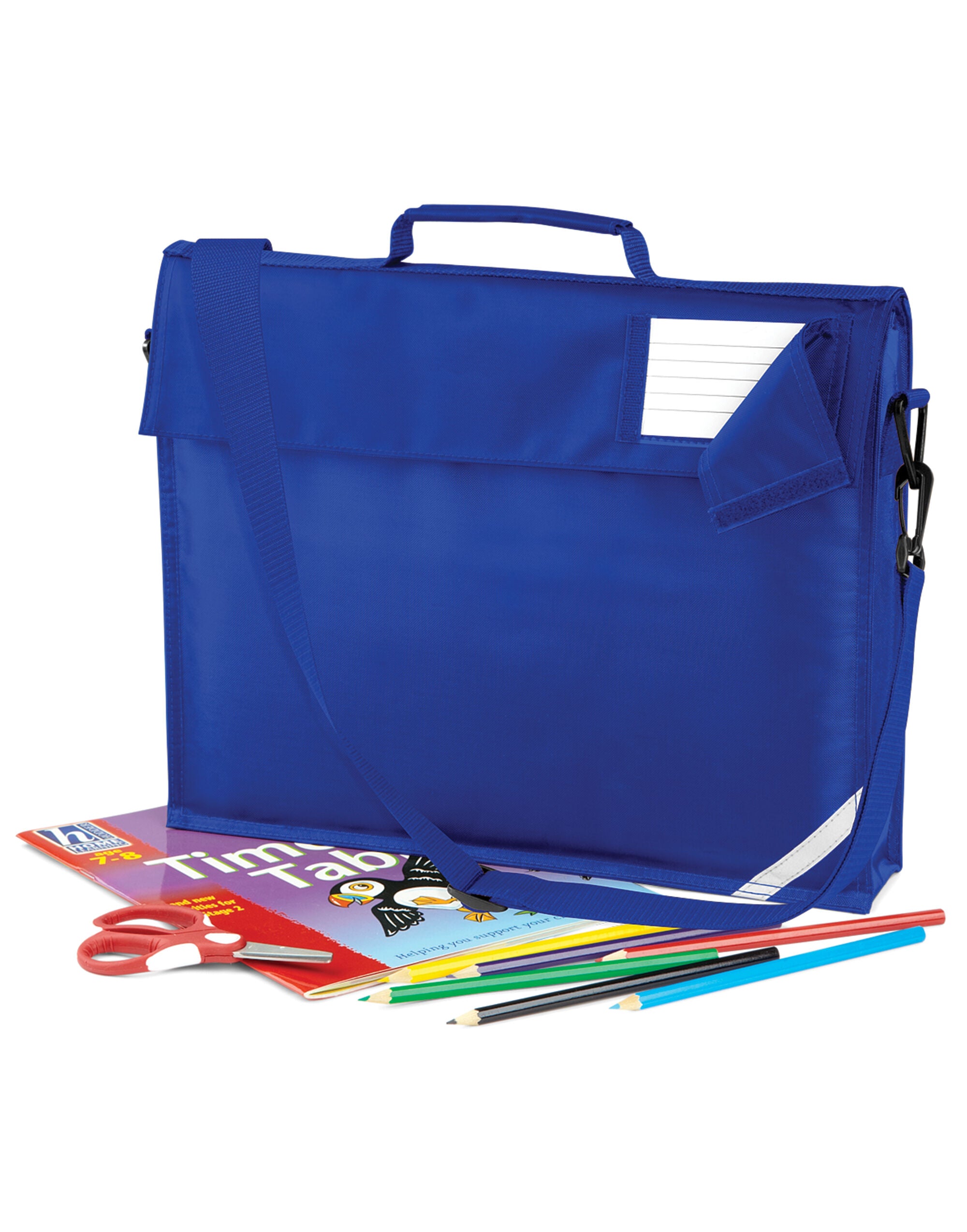Quadra Junior Book Bag With Strap qd457 - Bright Royal O S - Customisable Bags
