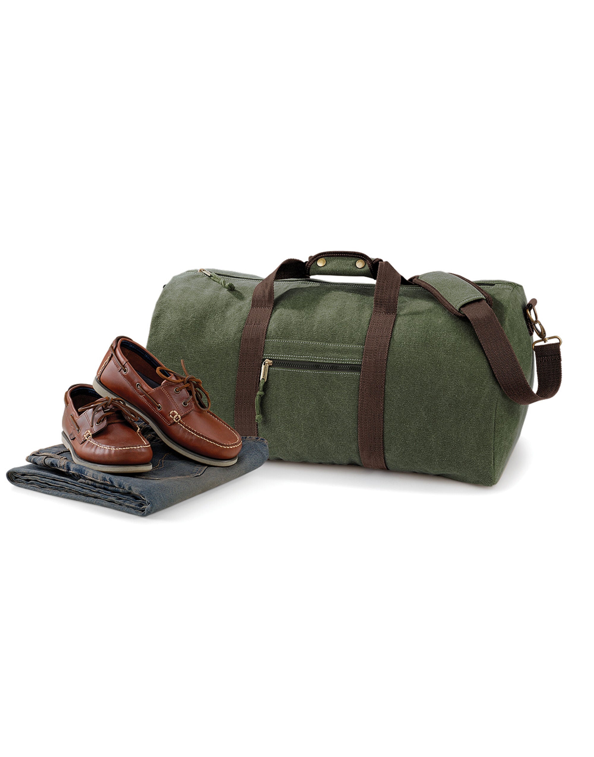 Quadra Desert Canvas Holdall qd613 - Vintage Military Green O S - Customisable Bags