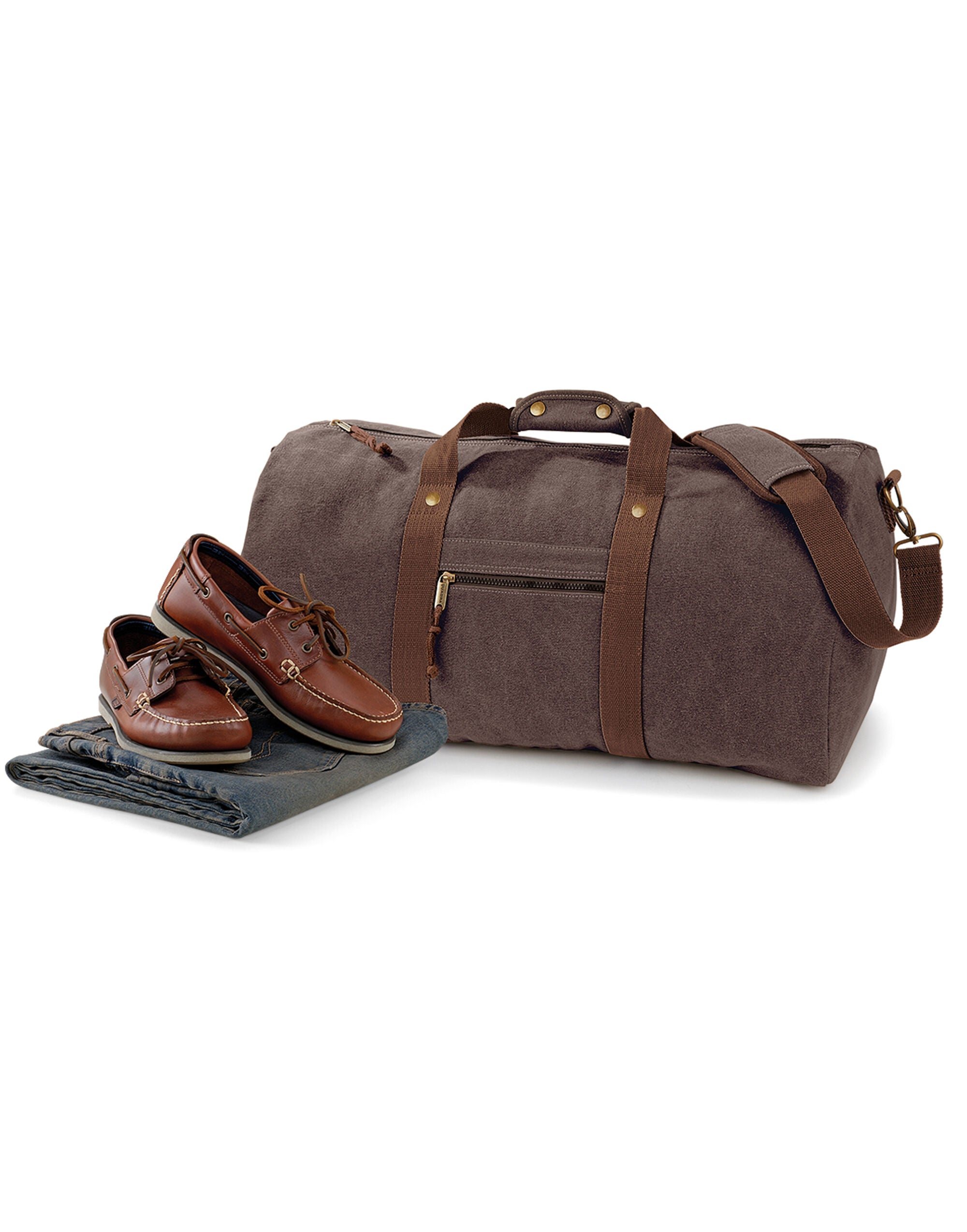 Quadra Desert Canvas Holdall qd613 - Vintage Brown O S - Customisable Bags