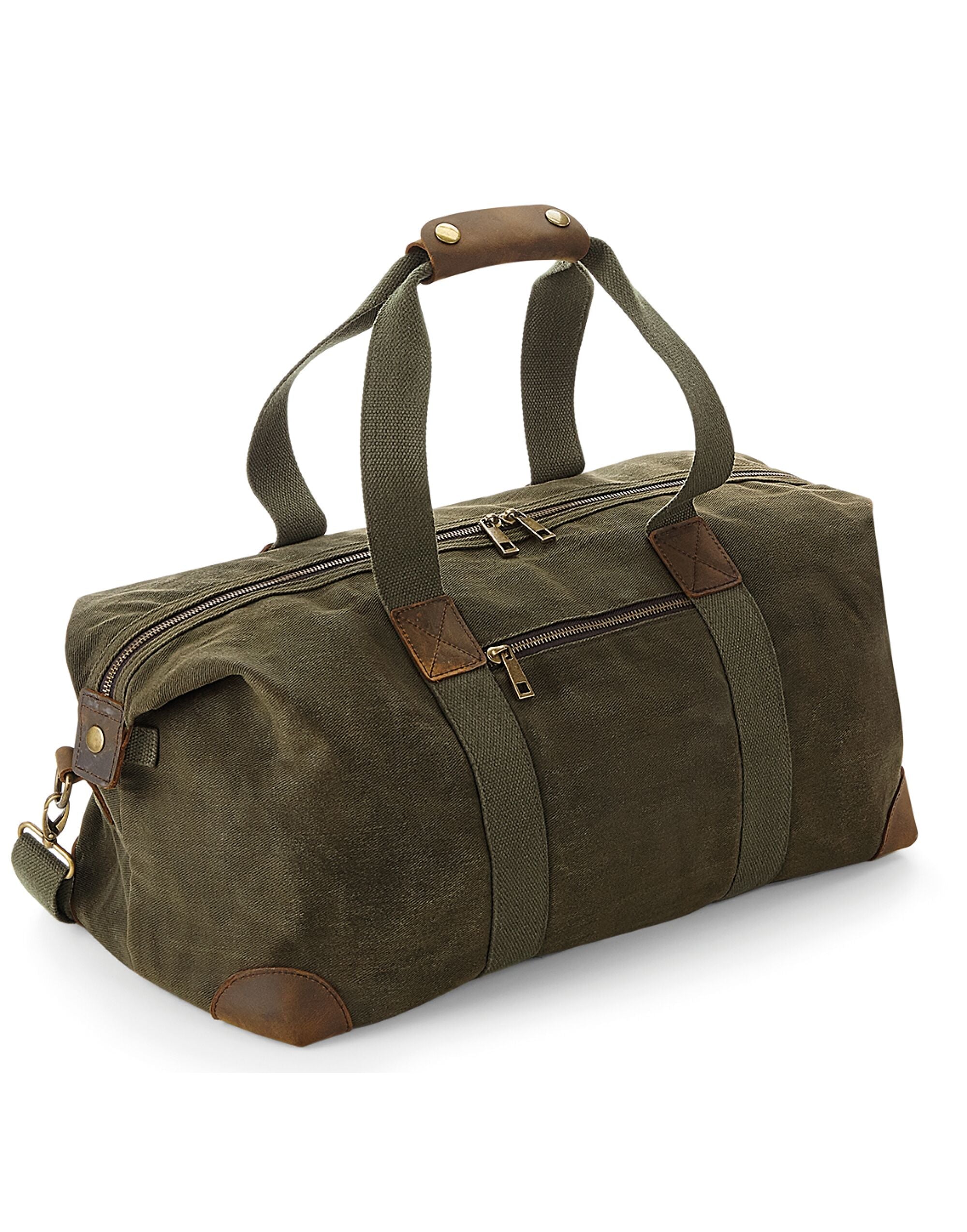 Quadra Heritage Washed Canvas Holdall qd650 - Olive Green O S - Customisable Bags