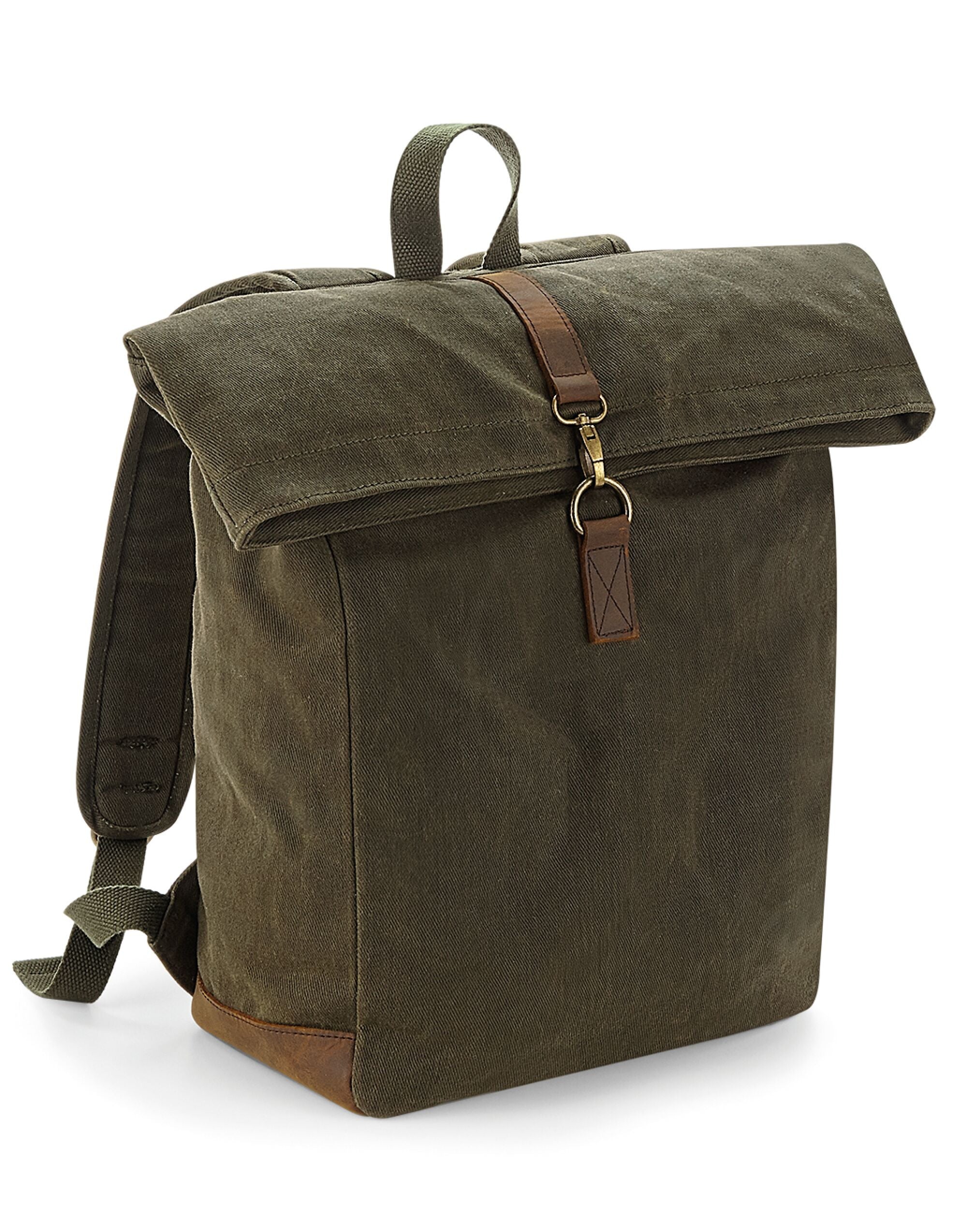 Quadra Heritage Waxed Canvas Backpack qd655 - Olive Green O S - Customisable Bags